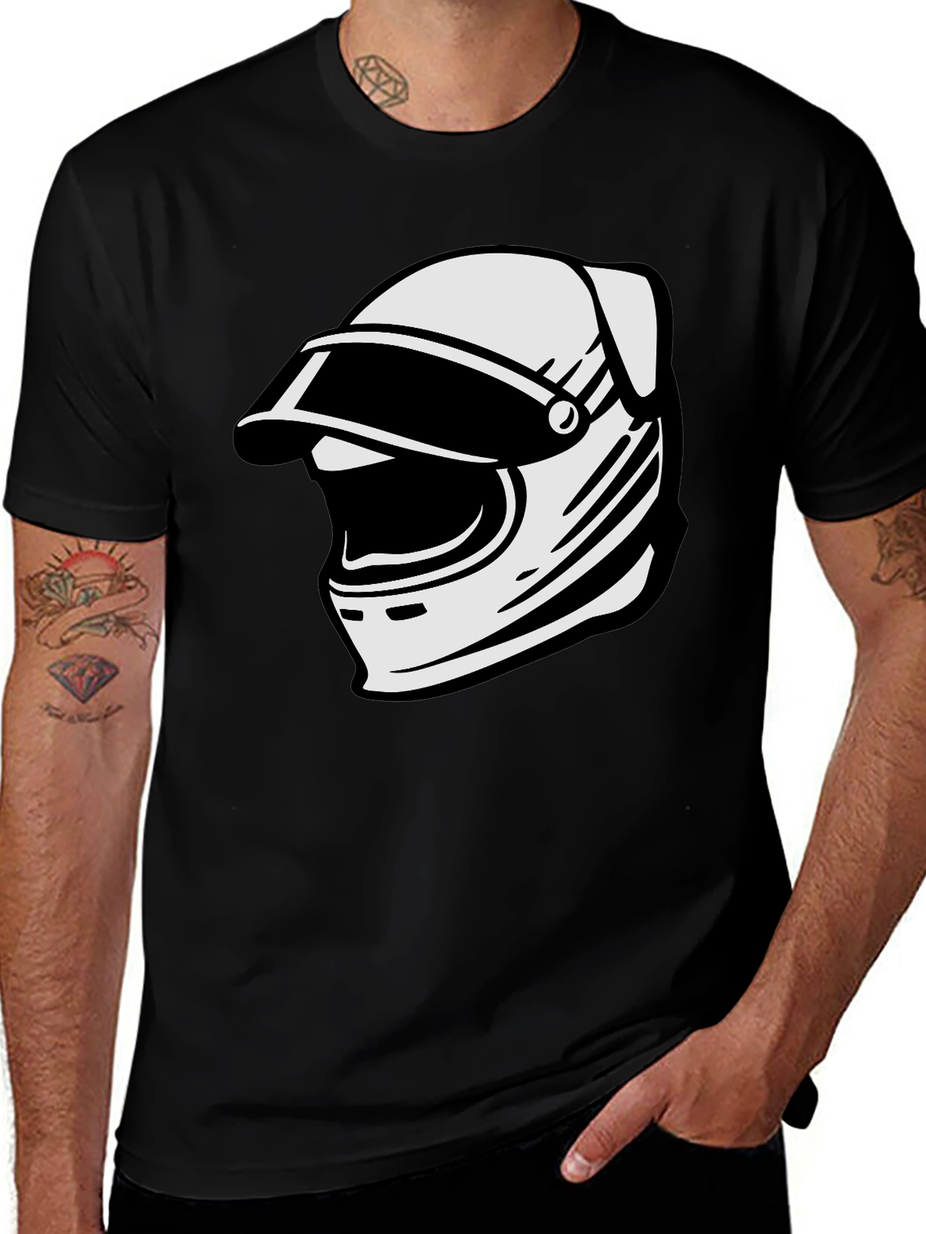 Retro Helmet Graphic Tee - Classic Black