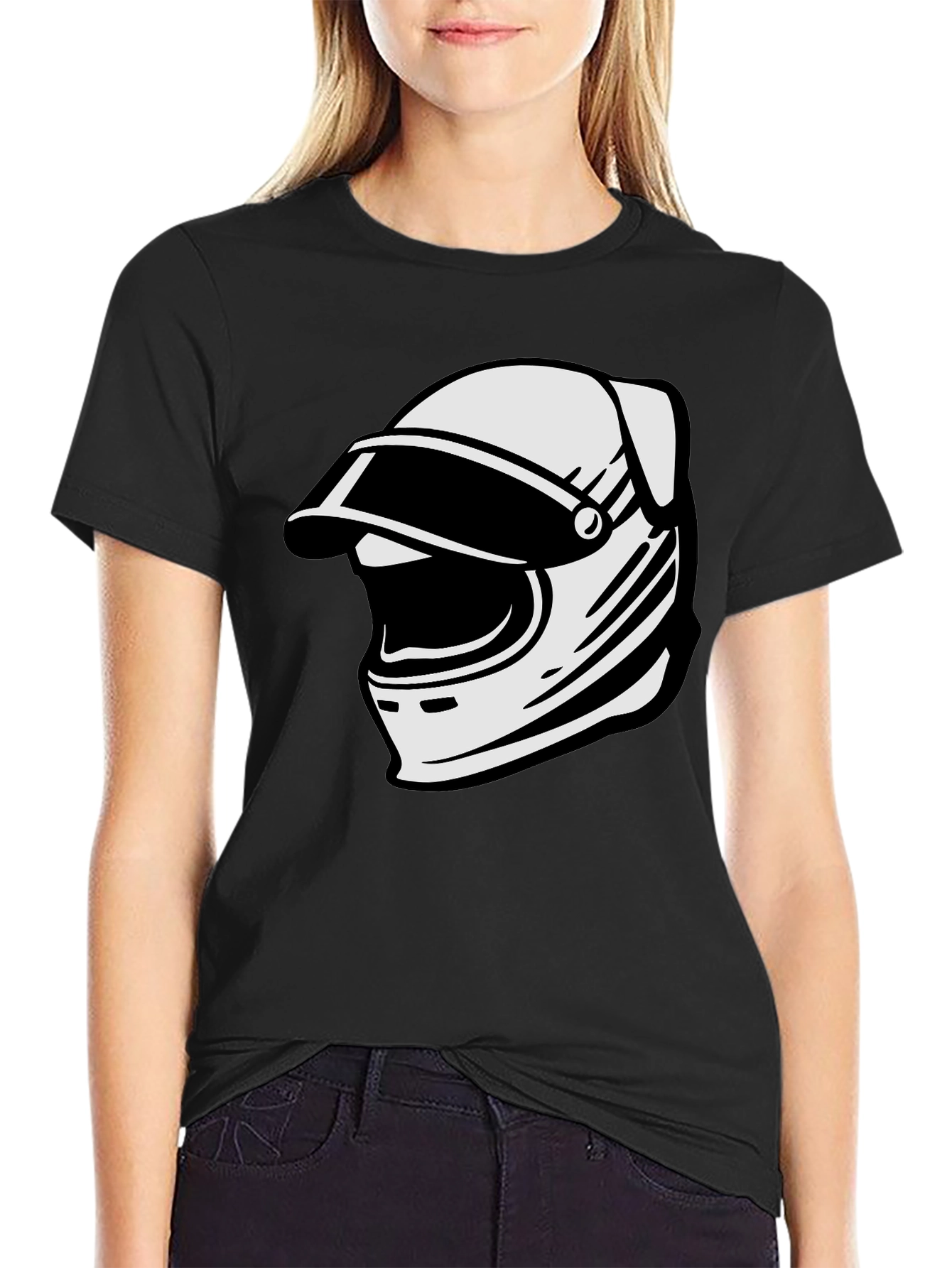 Retro Helmet Graphic Tee - Classic Black