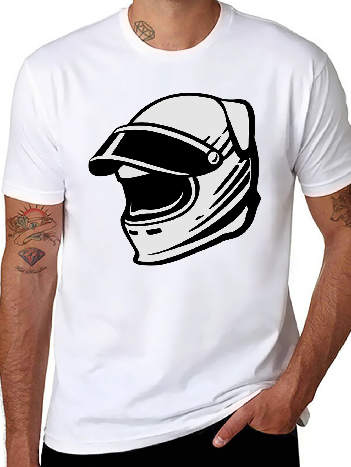 Retro Helmet Graphic Tee - Classic Black
