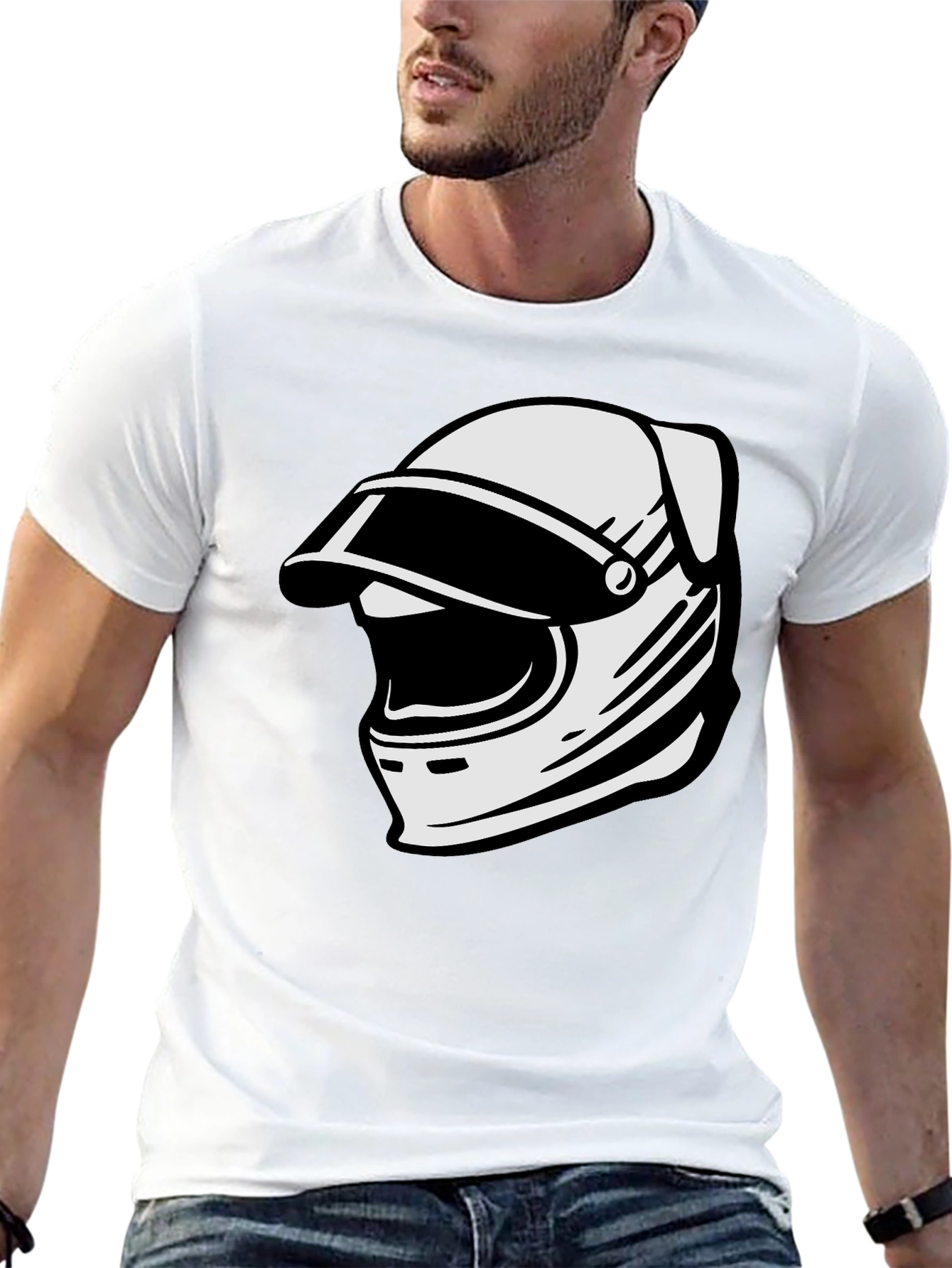 Retro Helmet Graphic Tee - Classic Black