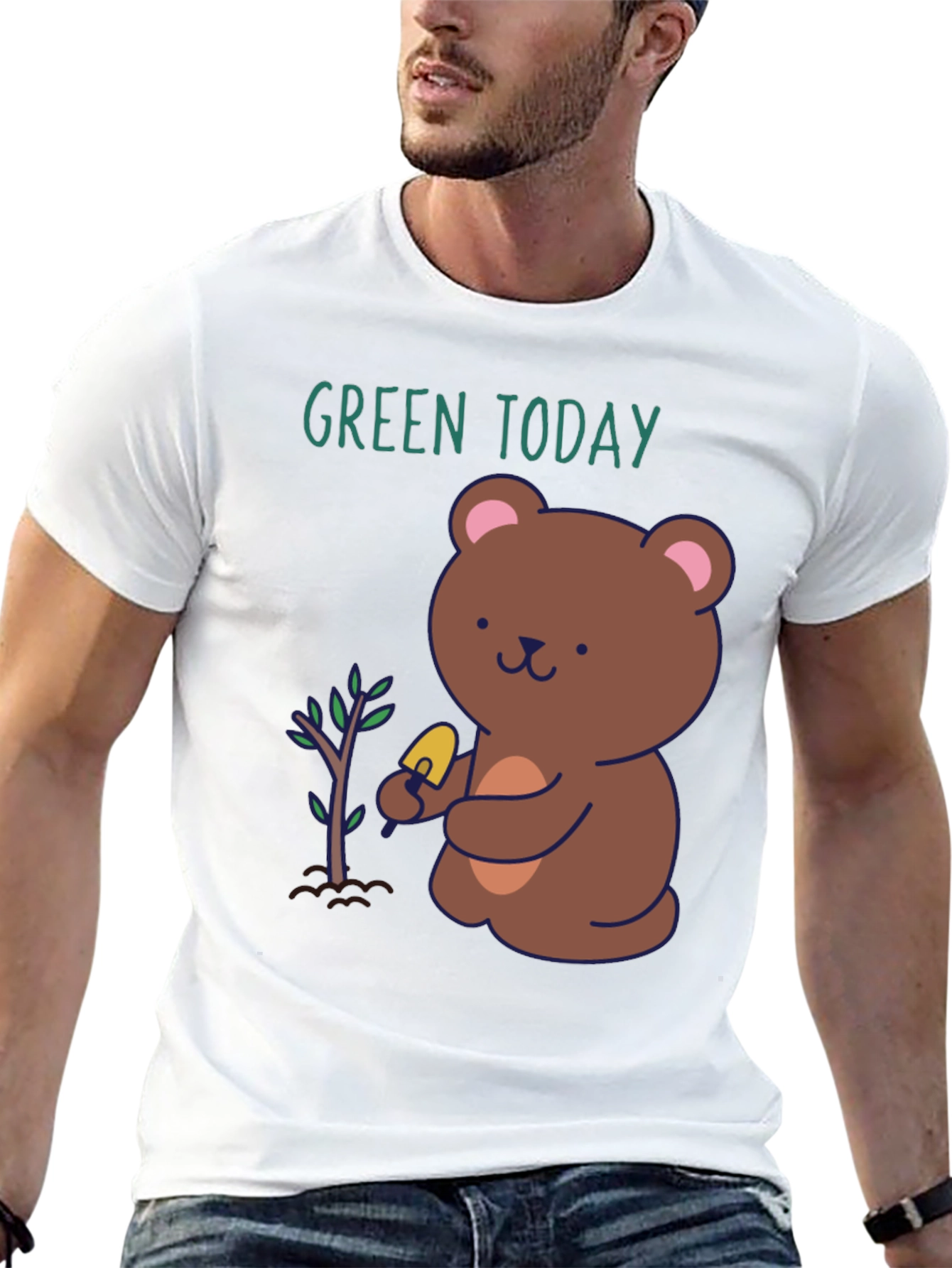 Green Today Bear Planting T-Shirt