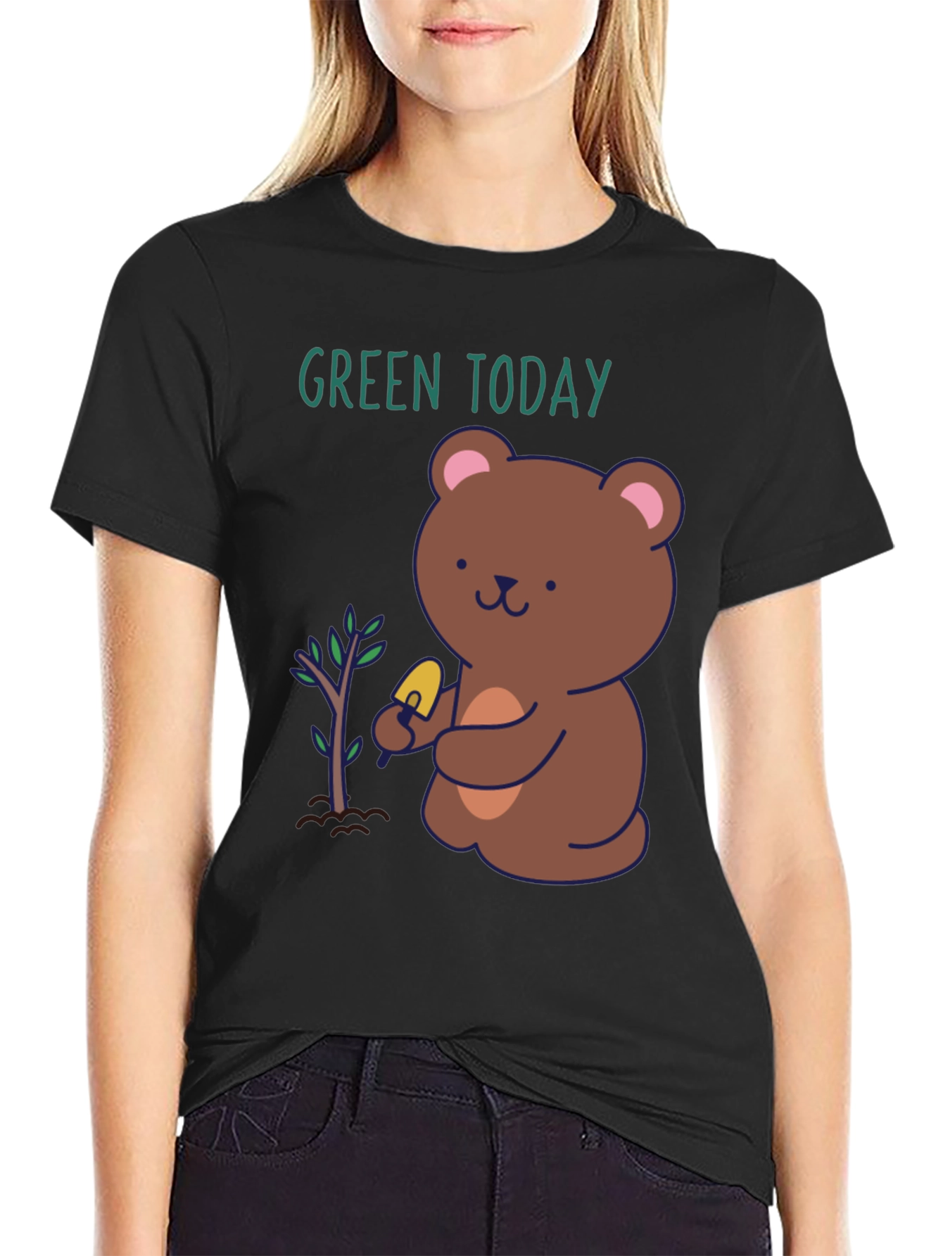 Green Today Bear Planting T-Shirt