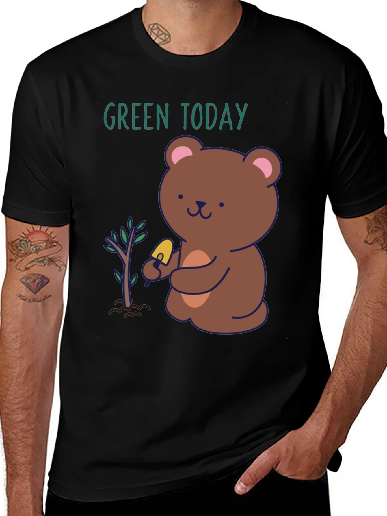 Green Today Bear Planting T-Shirt