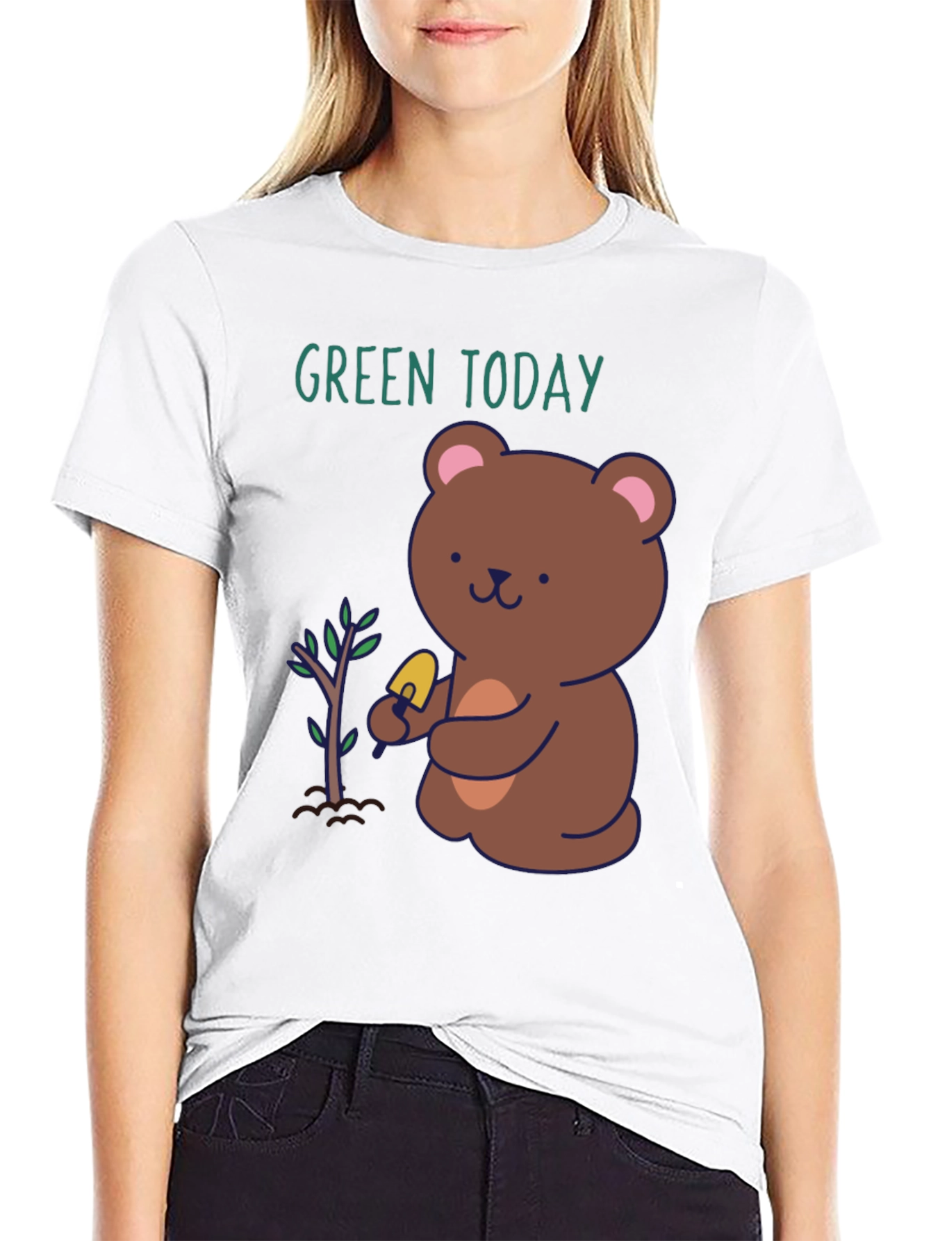 Green Today Bear Planting T-Shirt
