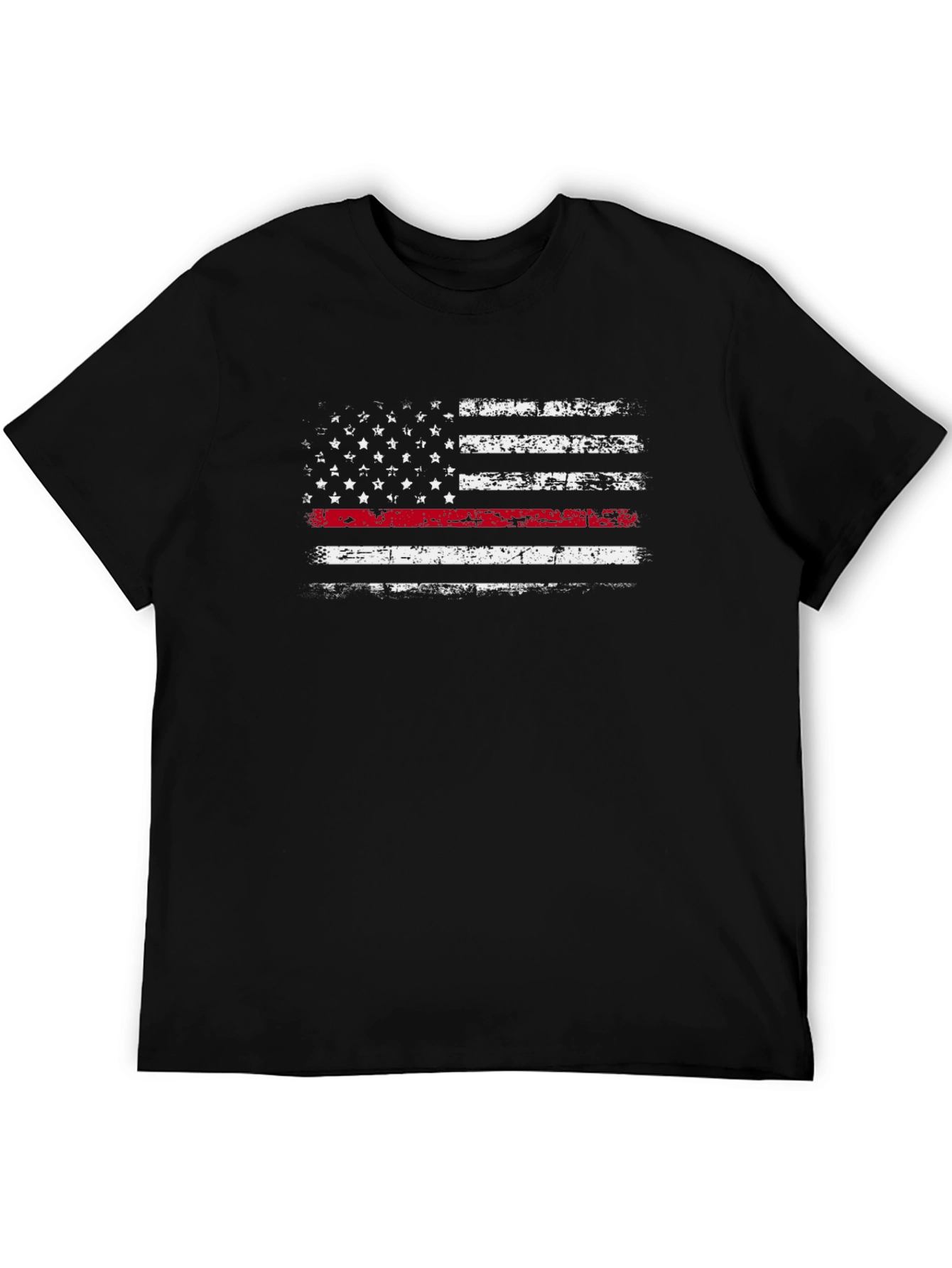 Thin Red Line American Flag Distressed Graphic Tee
