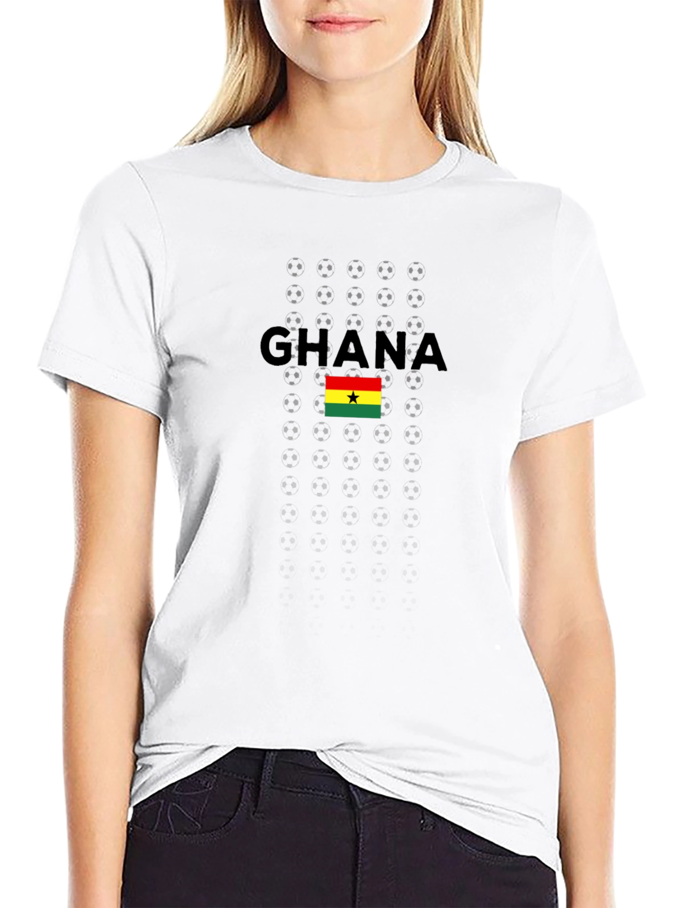 Ghana Soccer Fan T-Shirt - Black Crew Neck Tee