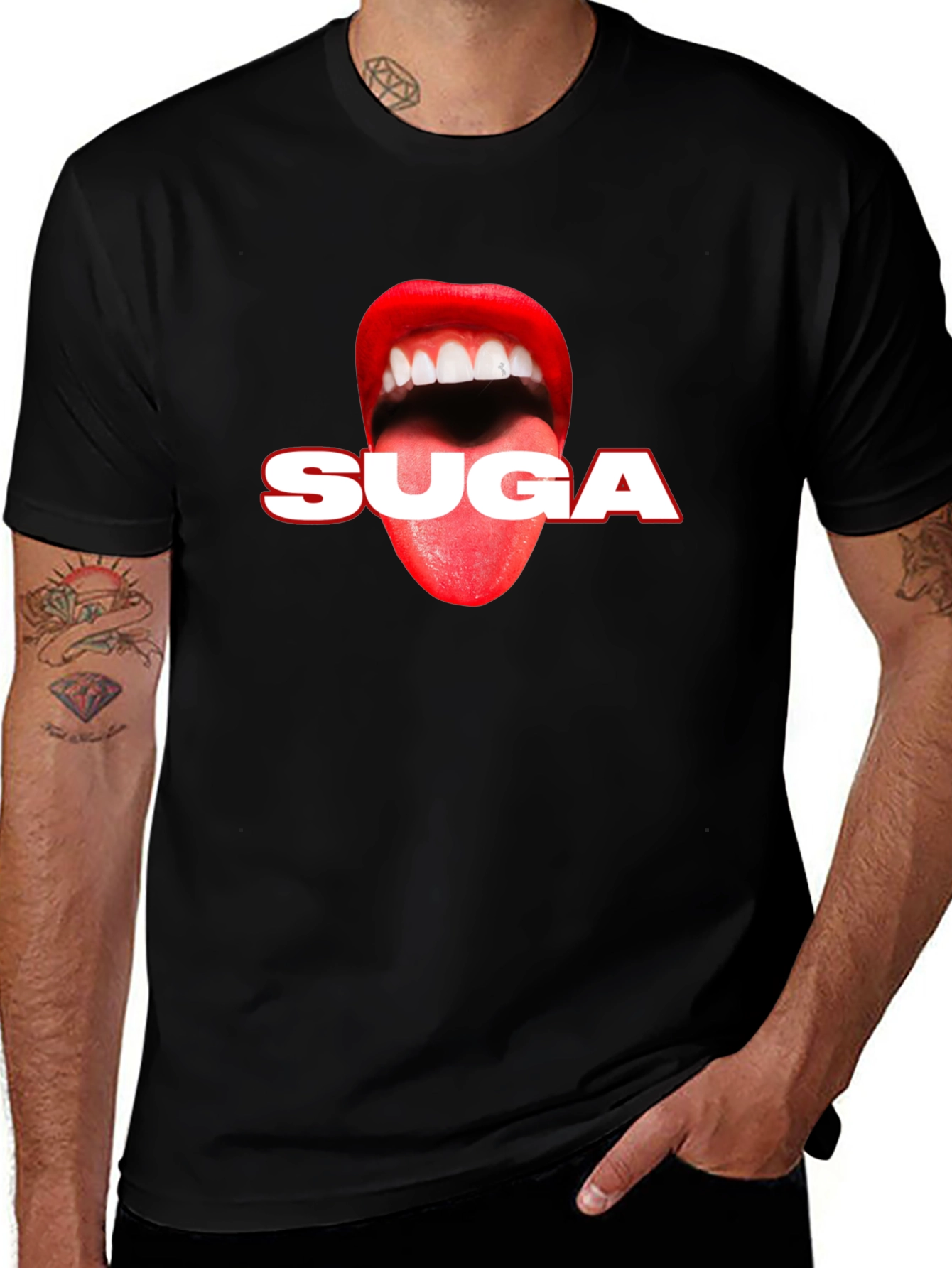 SUGA Lips Graphic Tee - Black