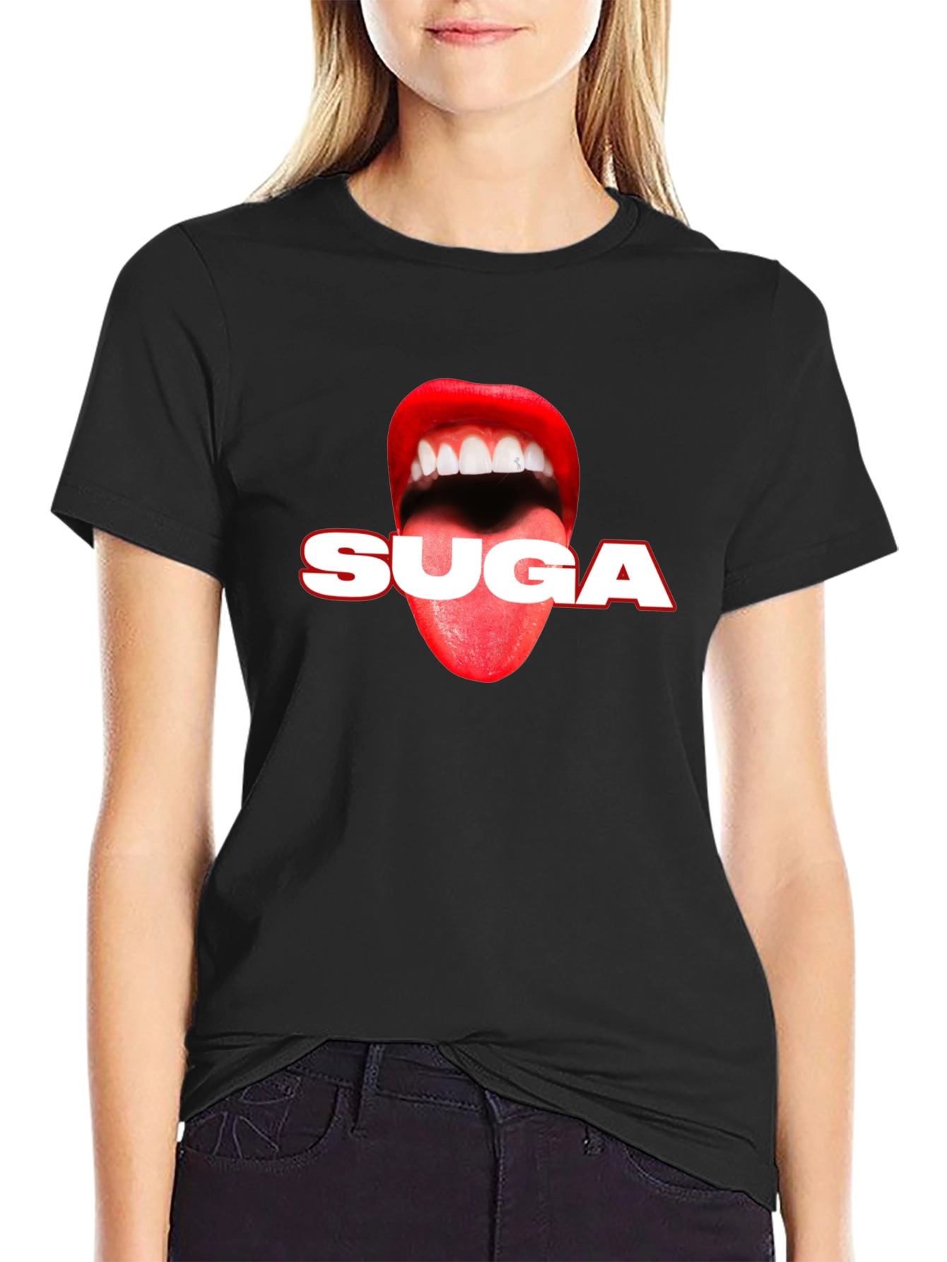 SUGA Lips Graphic Tee - Black