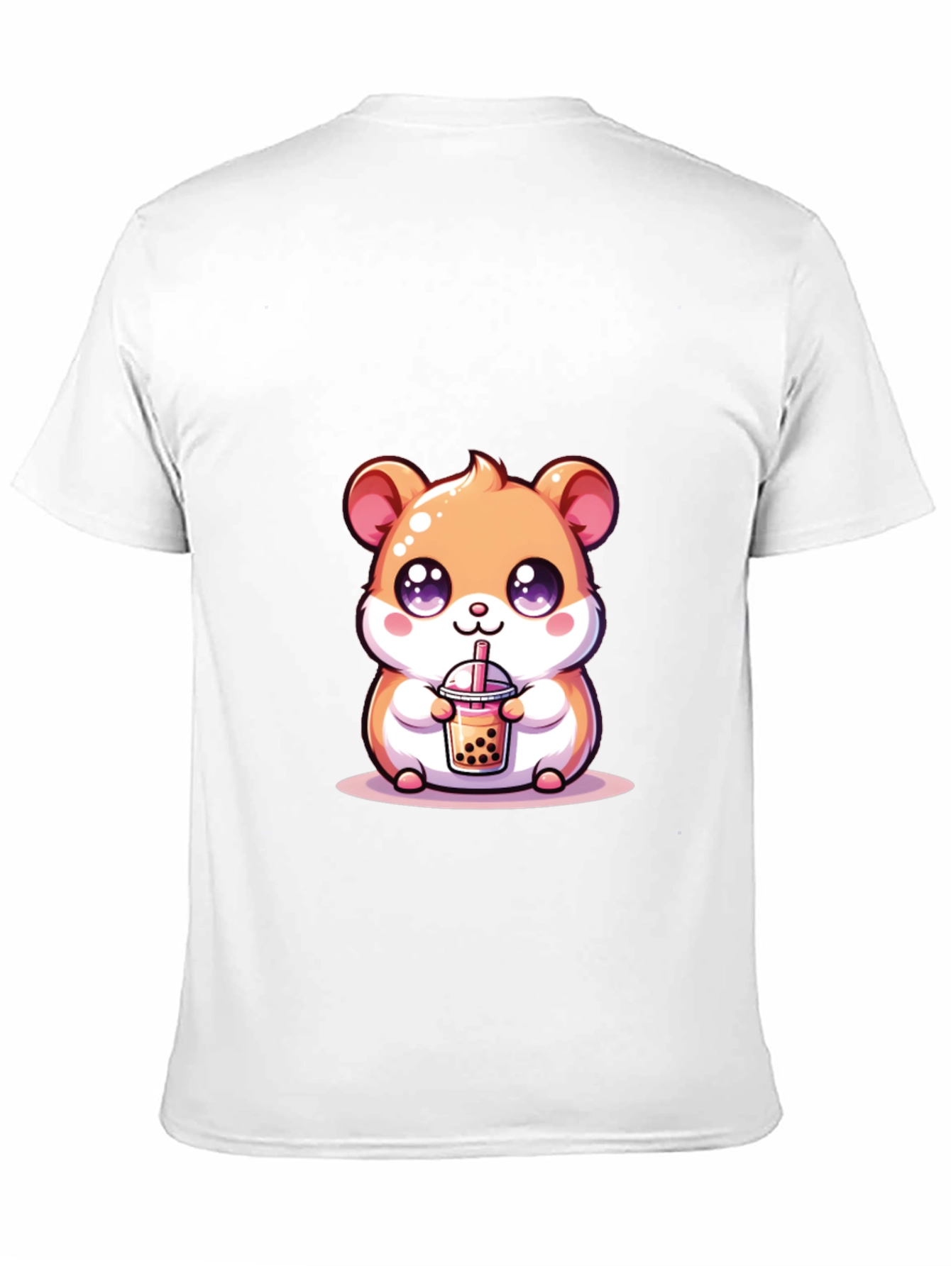 Cute Hamster Boba Tea Black T-Shirt