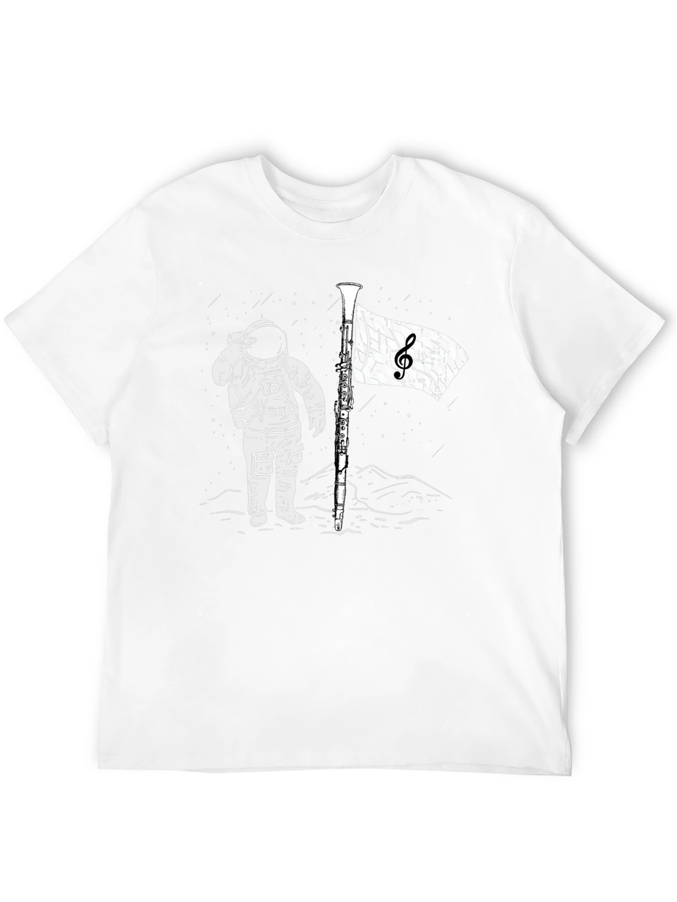 Astronaut Music Flag Black T-Shirt