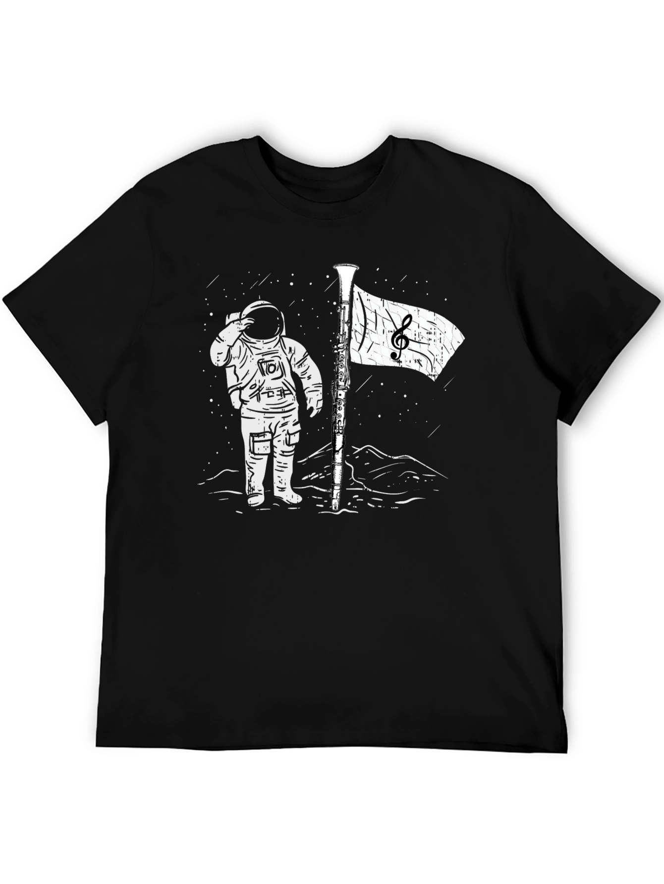 Astronaut Music Flag Black T-Shirt