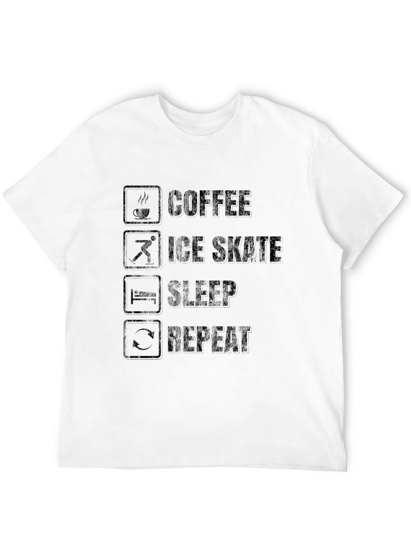 Coffee Ice Skate Sleep Repeat Black T-Shirt