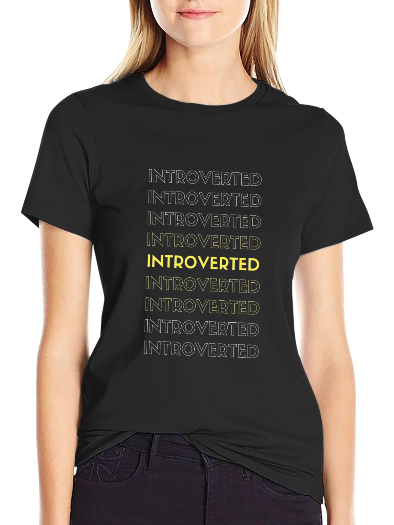 Introverted Graphic Tee - Black Cotton Casual Wear