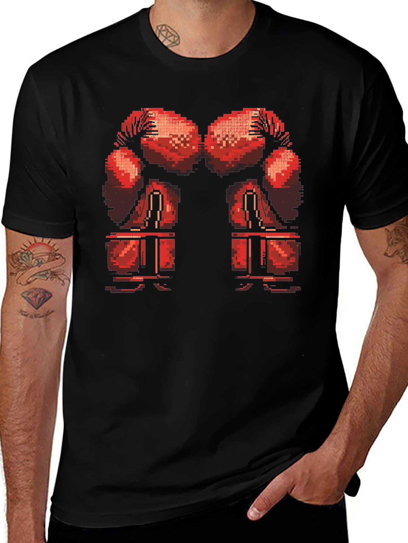 Pixel Boxing Gloves T-Shirt - Retro Gamer Style