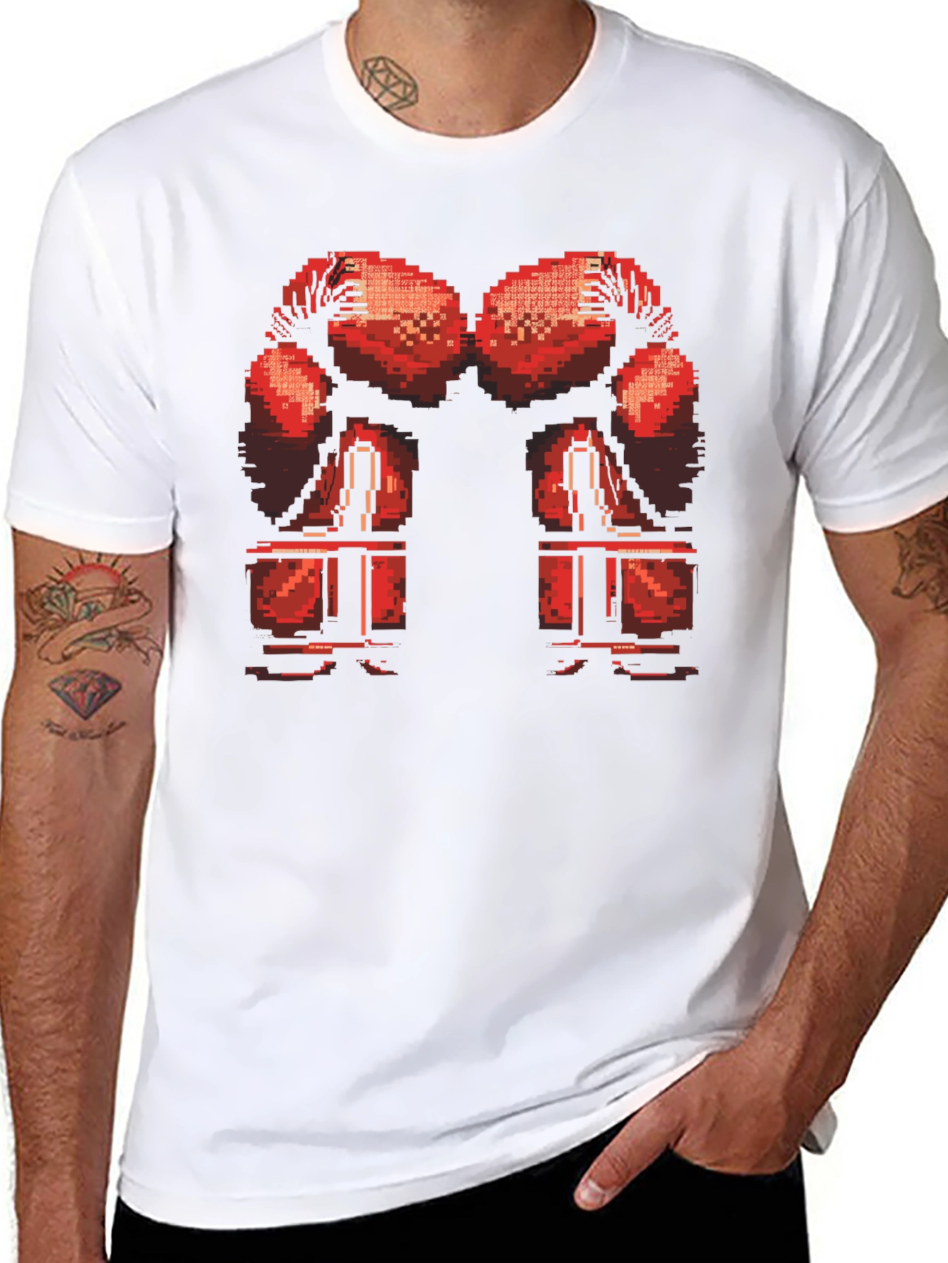 Pixel Boxing Gloves T-Shirt - Retro Gamer Style