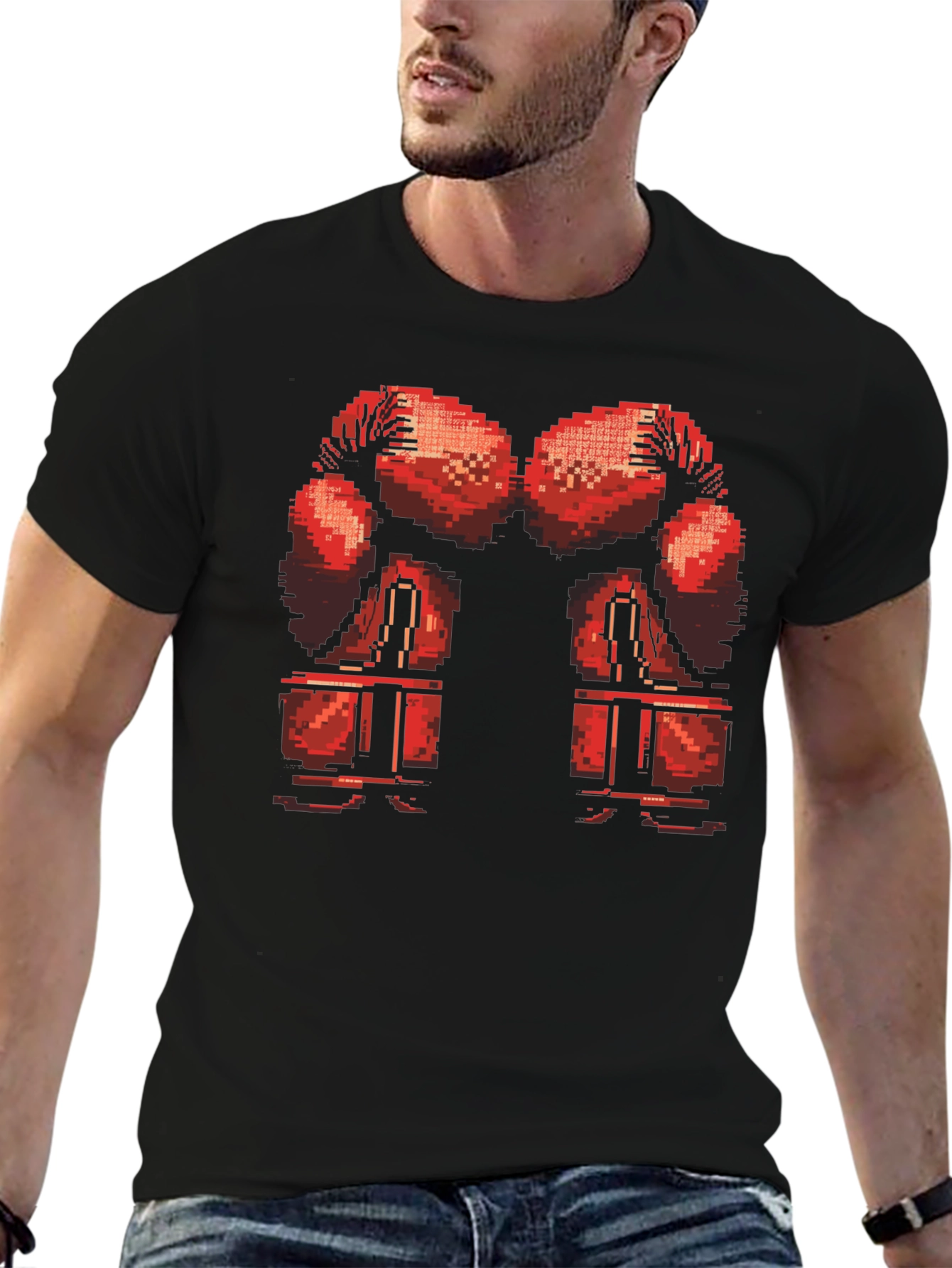 Pixel Boxing Gloves T-Shirt - Retro Gamer Style