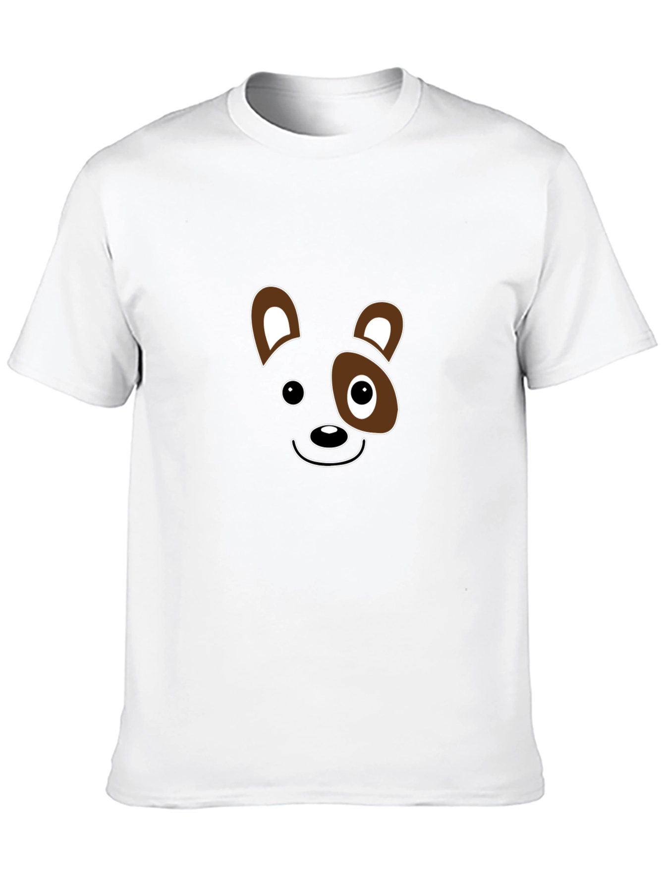 Cute Cartoon Animal Face Black T-Shirt