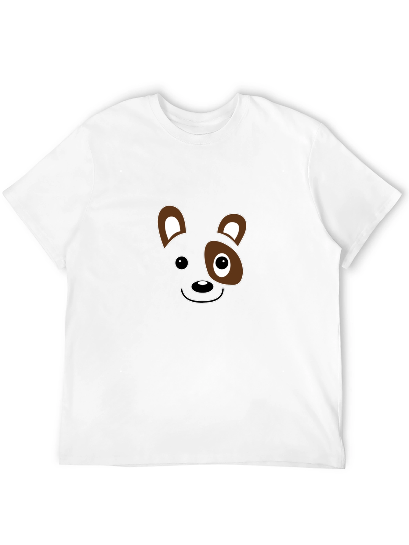 Cute Cartoon Animal Face Black T-Shirt