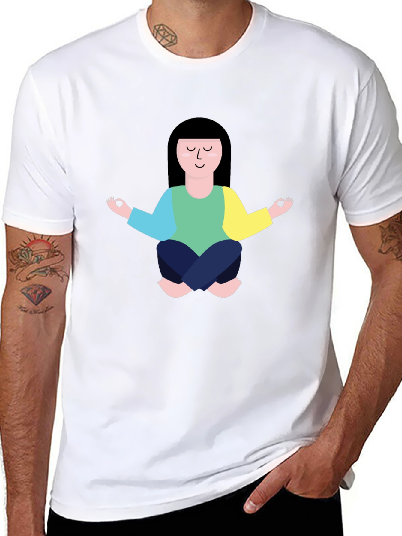 Meditating Cartoon Graphic T-Shirt