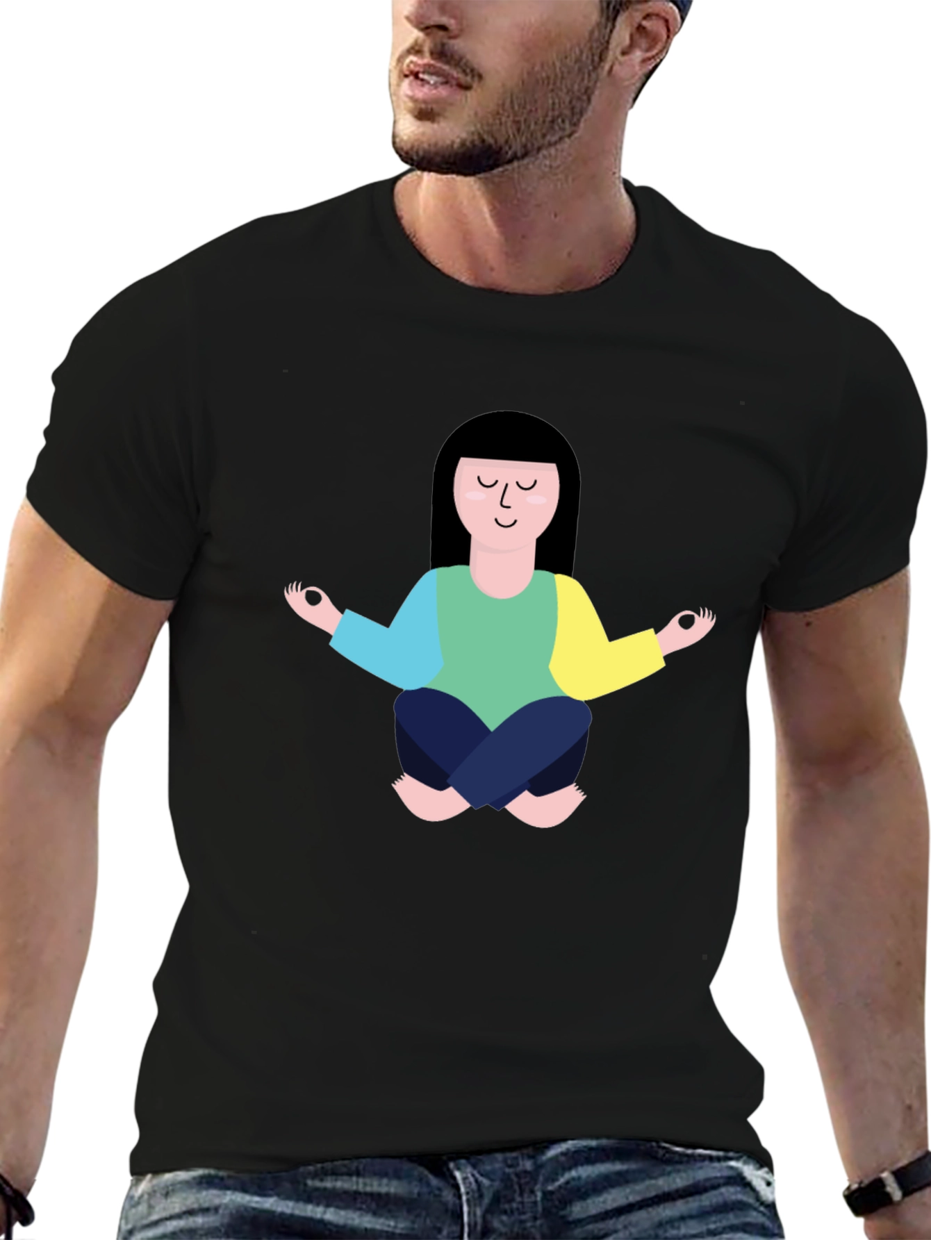 Meditating Cartoon Graphic T-Shirt
