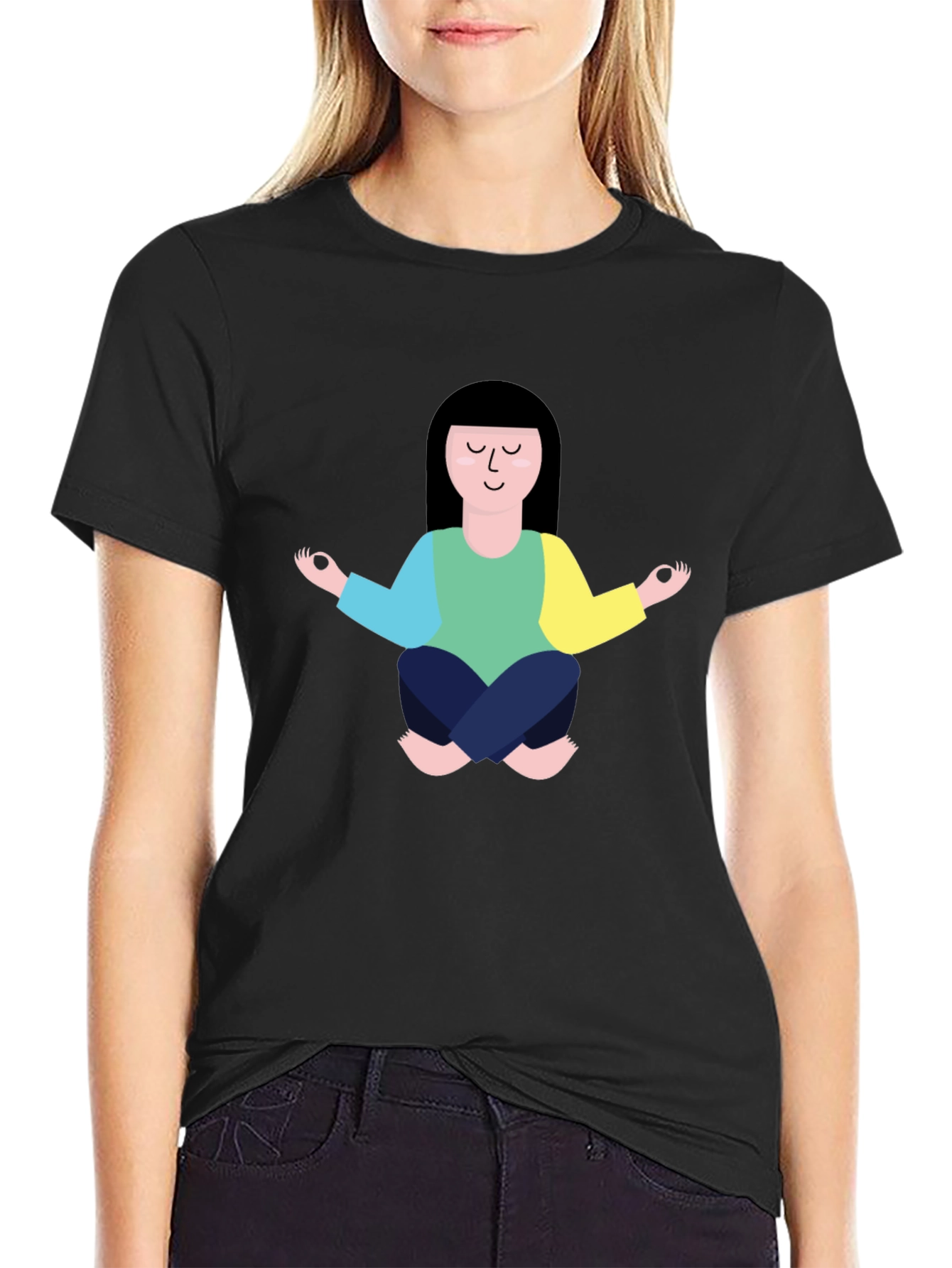 Meditating Cartoon Graphic T-Shirt