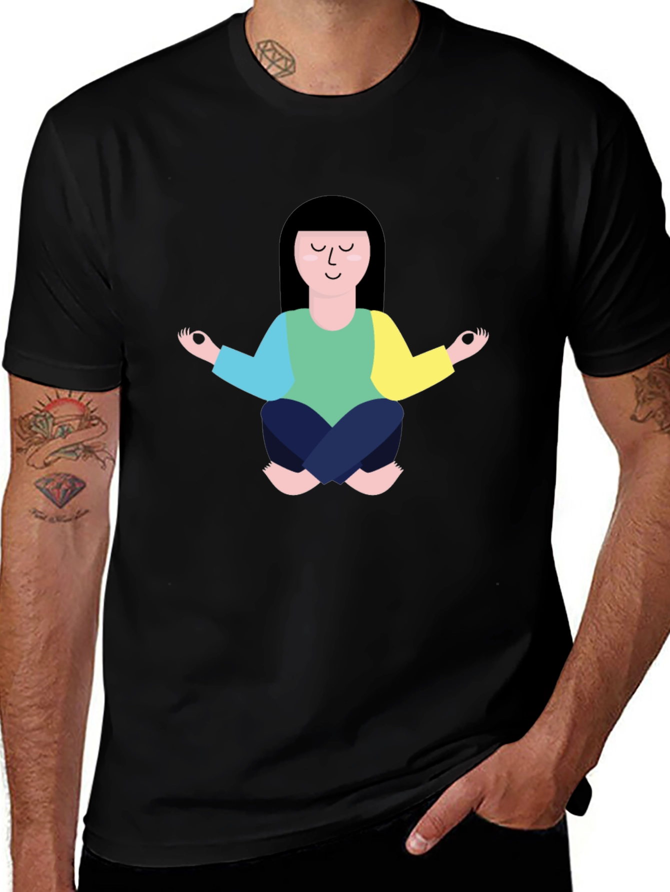 Meditating Cartoon Graphic T-Shirt