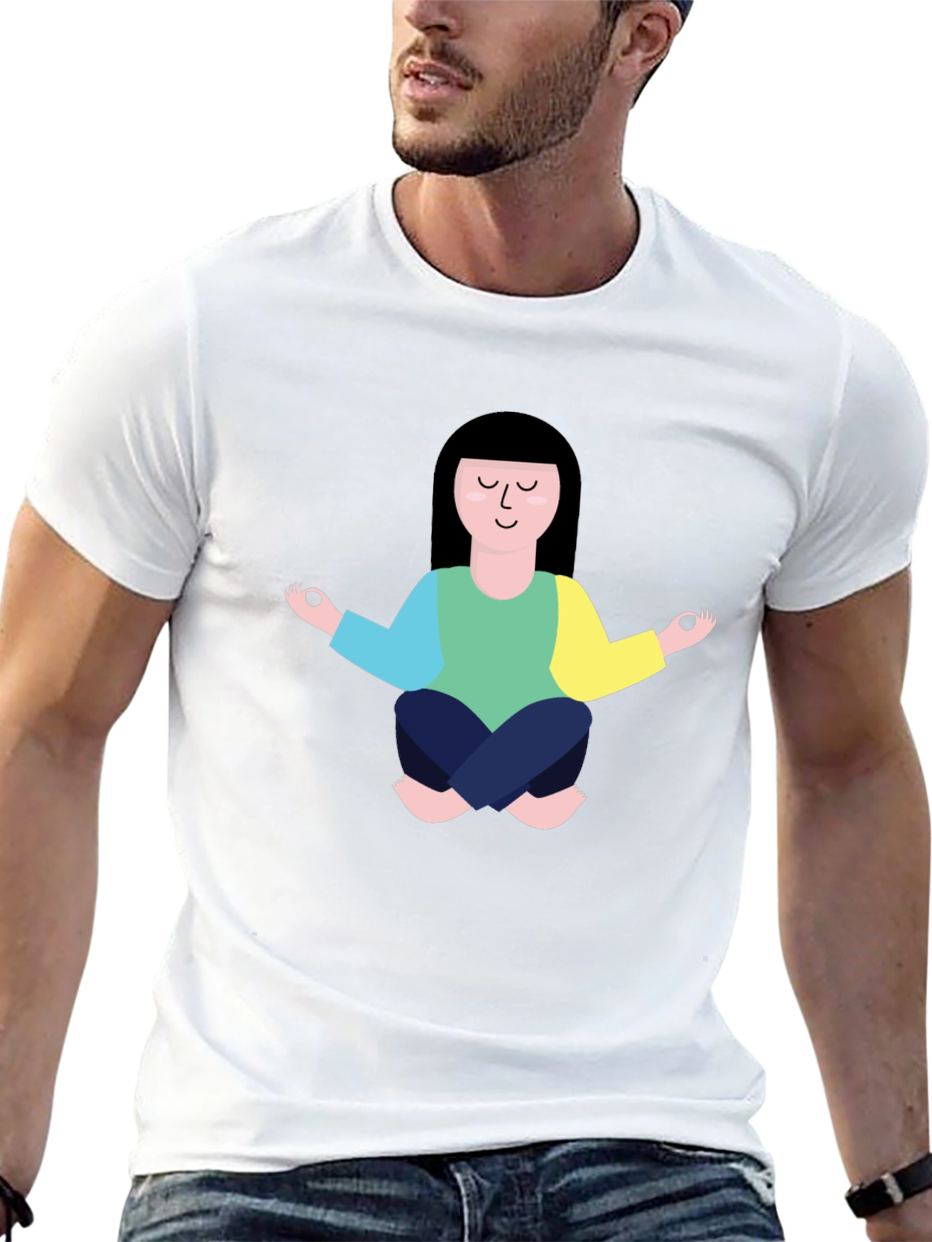Meditating Cartoon Graphic T-Shirt