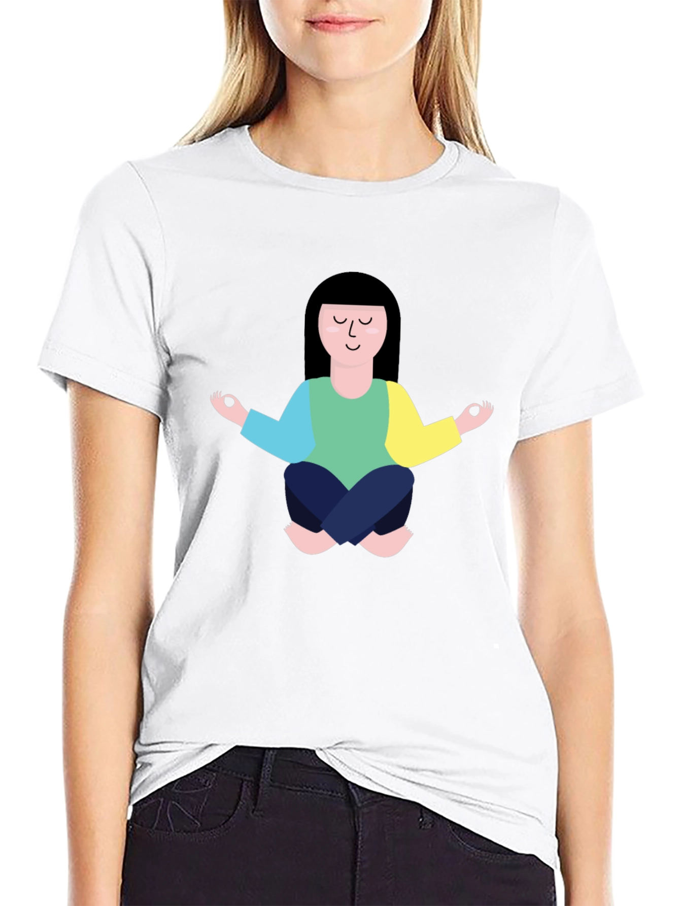 Meditating Cartoon Graphic T-Shirt