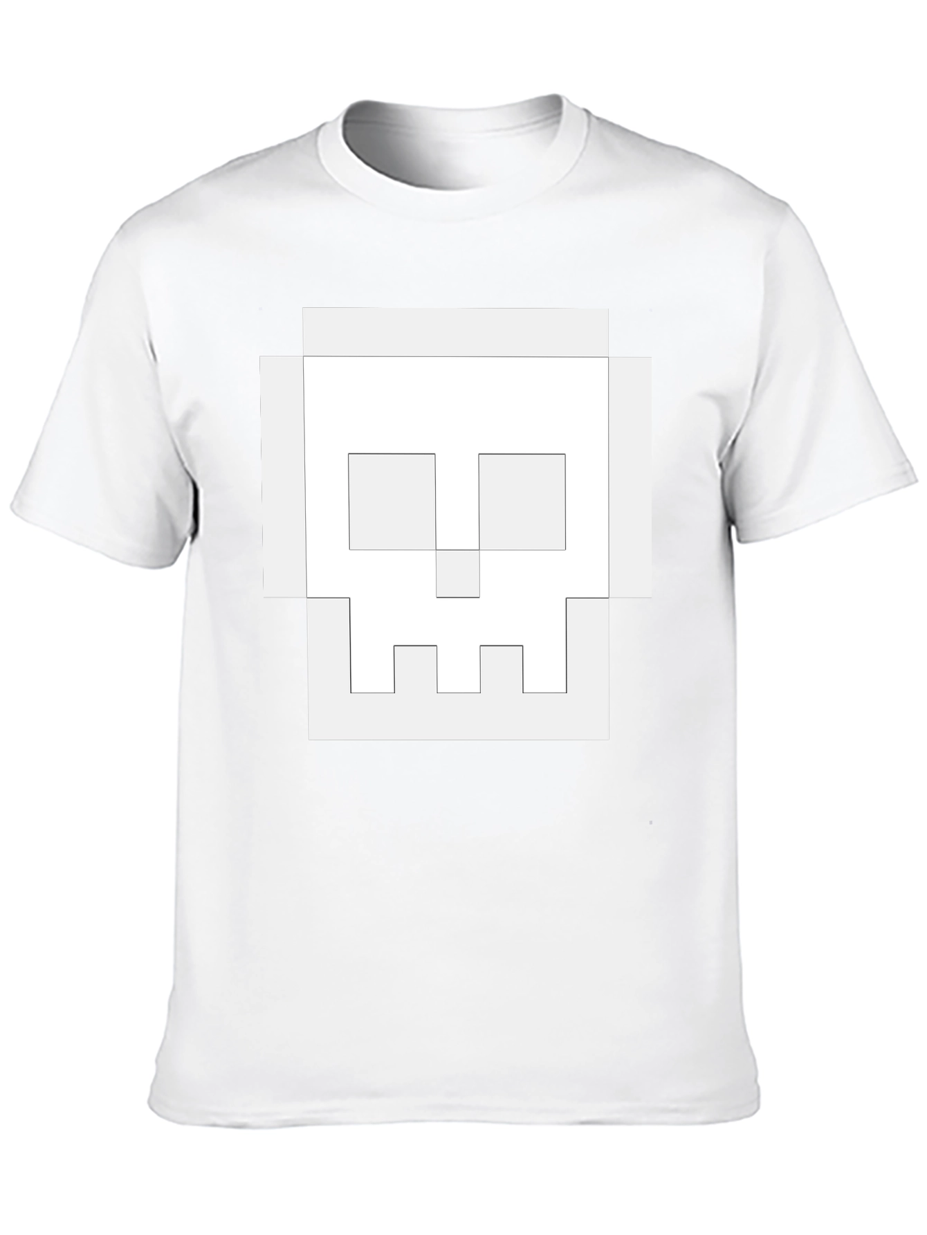 Pixel Skull Graphic Tee - Black Cotton Casual