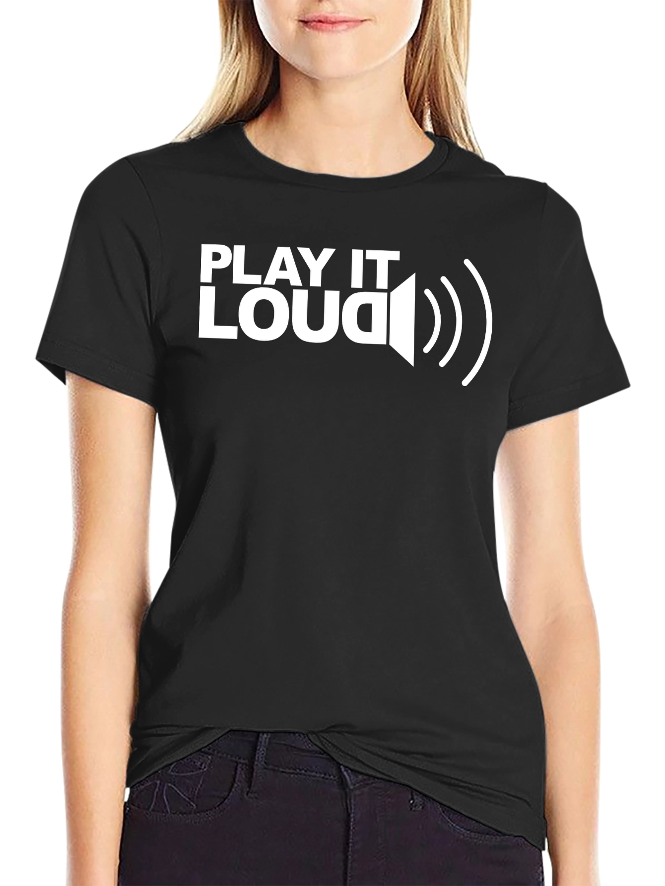 Play It Loud Graphic Tee - Black Cotton T-Shirt