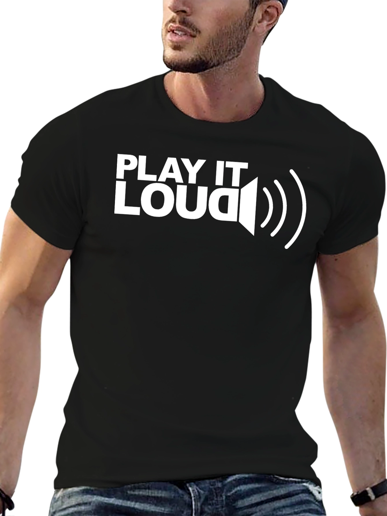 Play It Loud Graphic Tee - Black Cotton T-Shirt