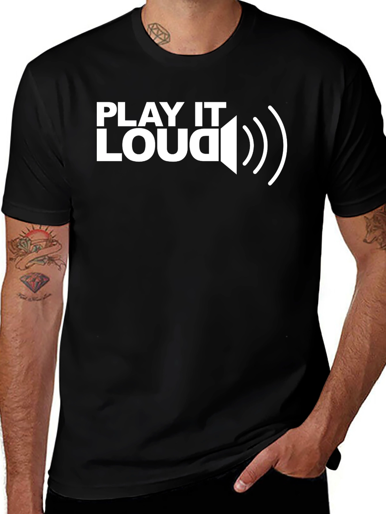 Play It Loud Graphic Tee - Black Cotton T-Shirt