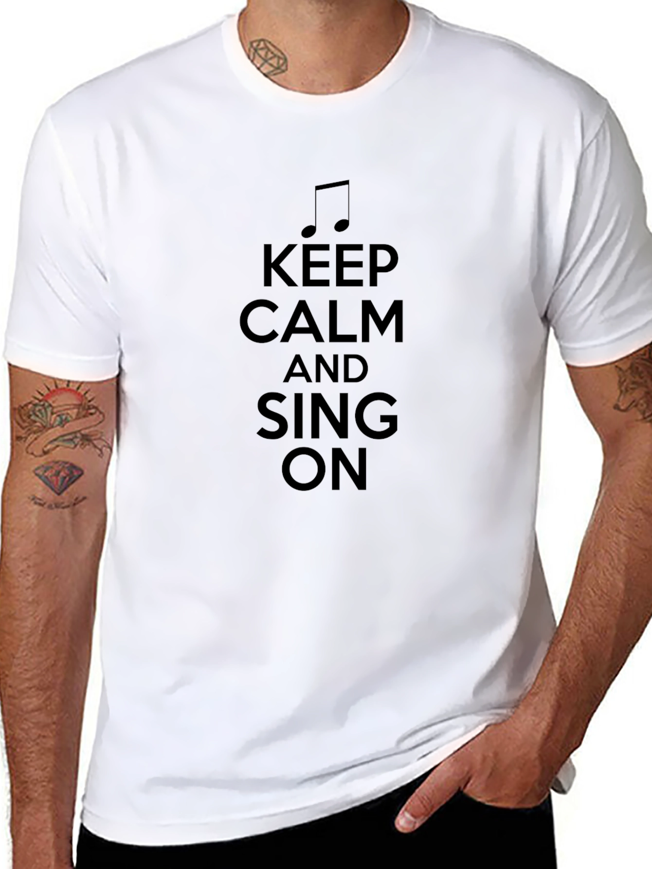 Keep Calm and Sing On - Black T-Shirt