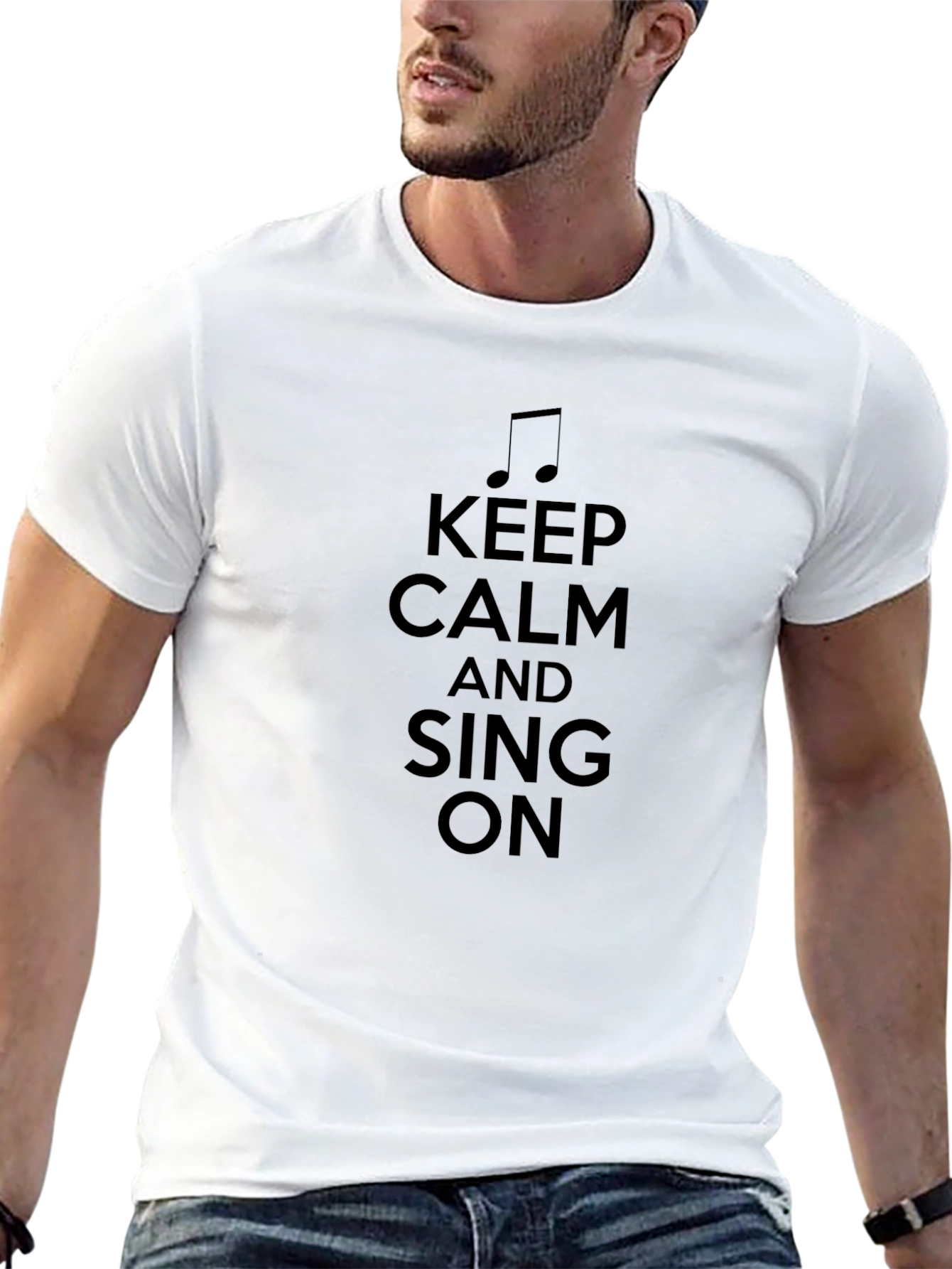 Keep Calm and Sing On - Black T-Shirt