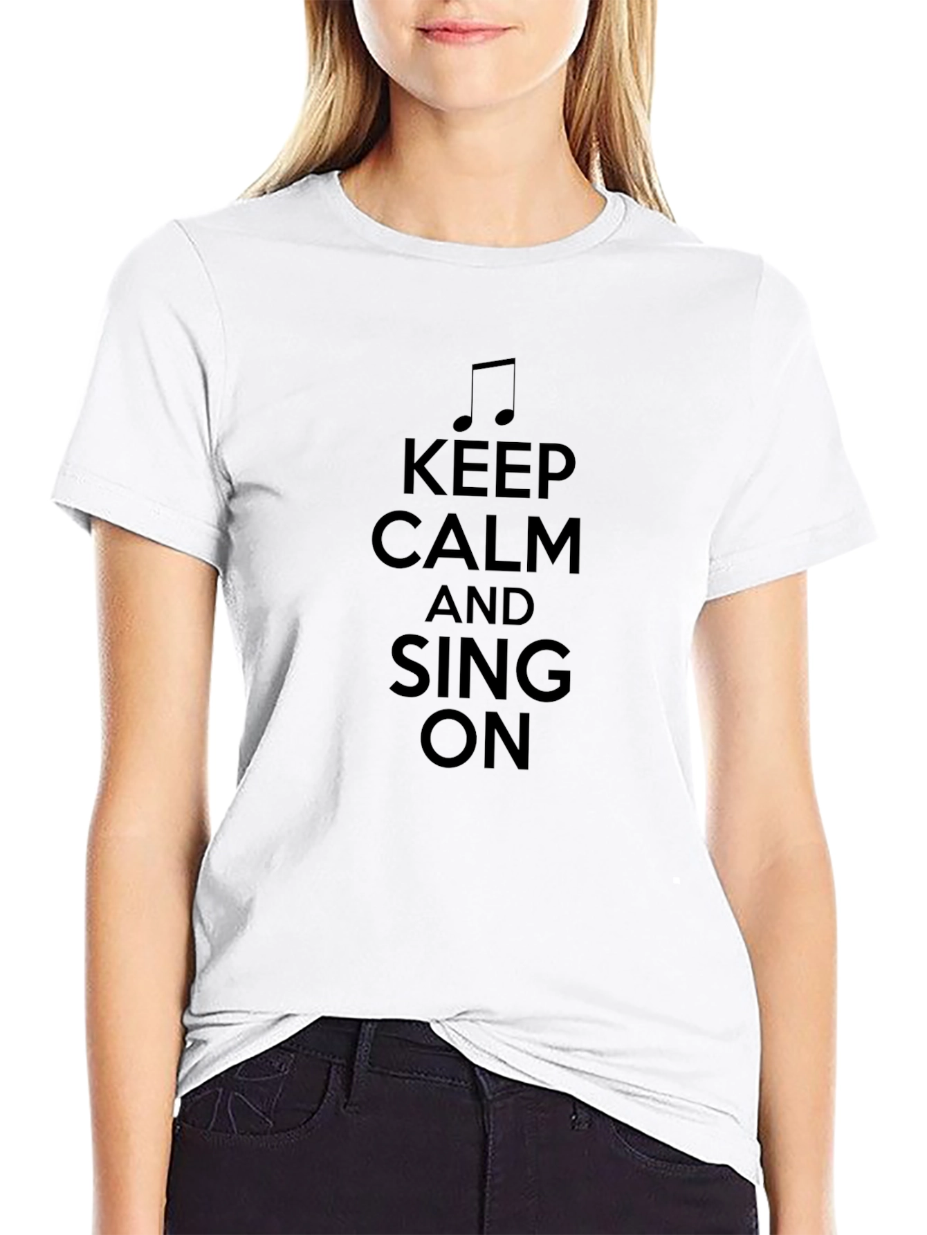 Keep Calm and Sing On - Black T-Shirt