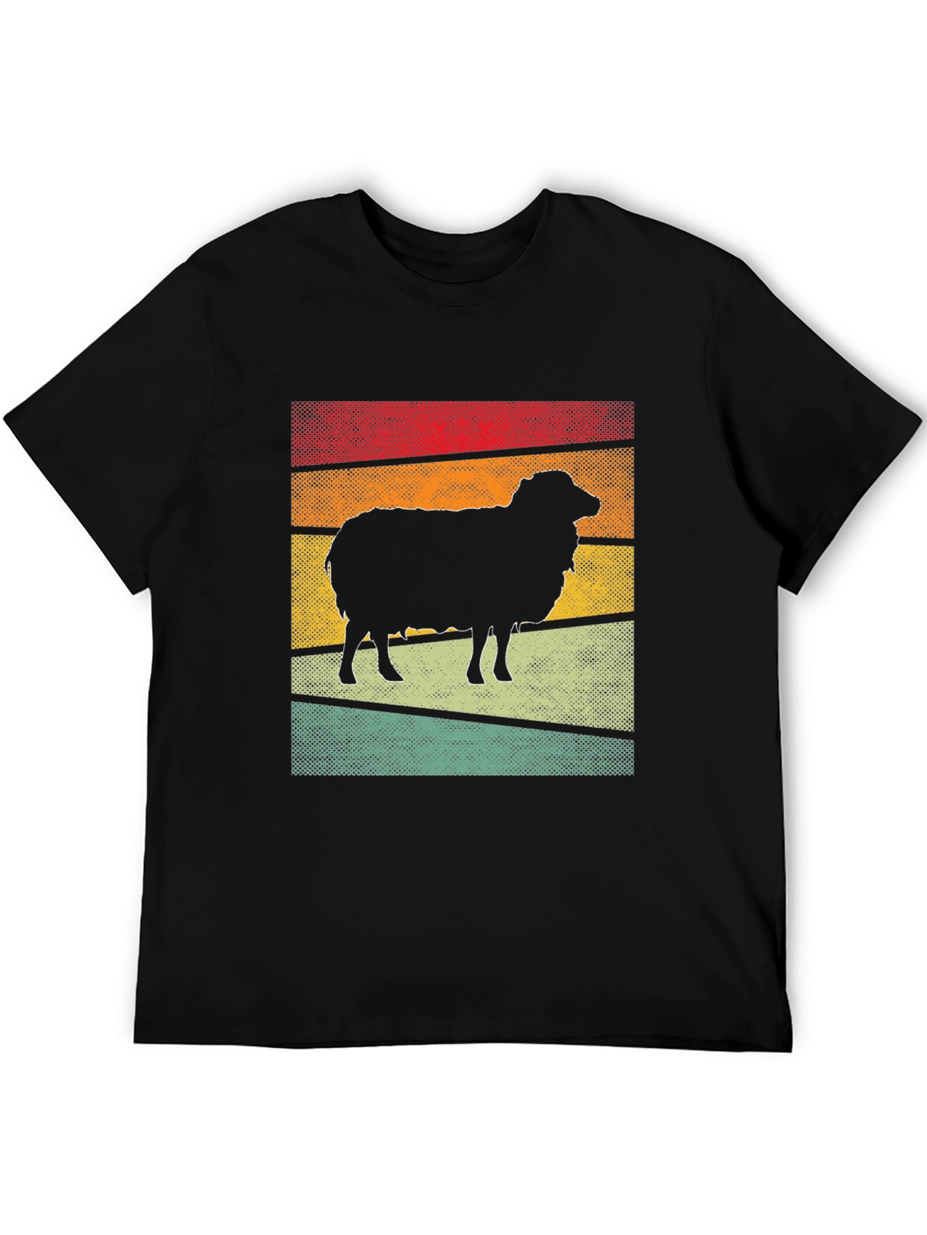 Retro Sheep Graphic Tee - Black Cotton T-Shirt