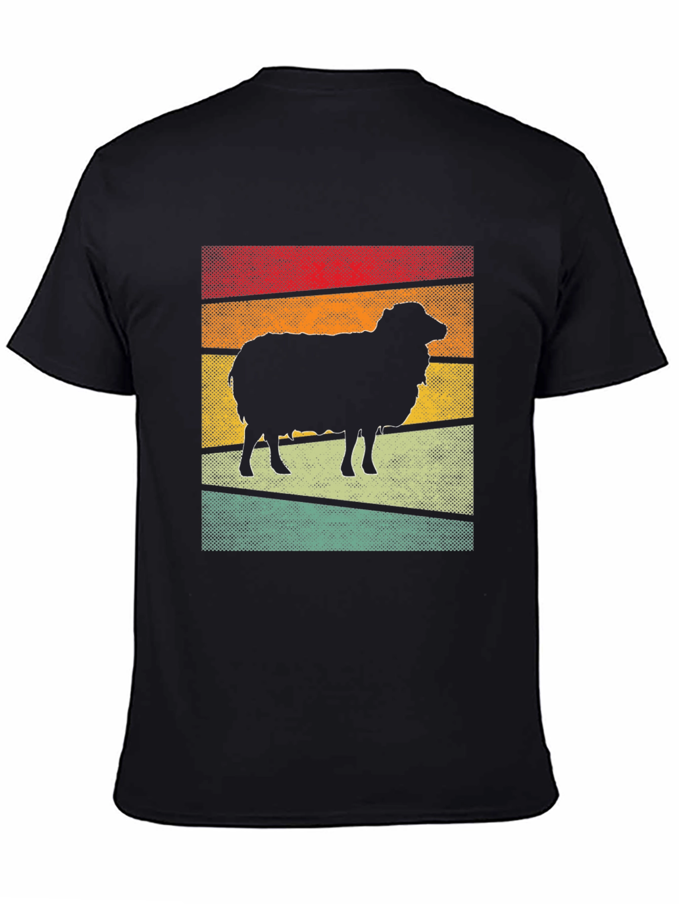 Retro Sheep Graphic Tee - Black Cotton T-Shirt