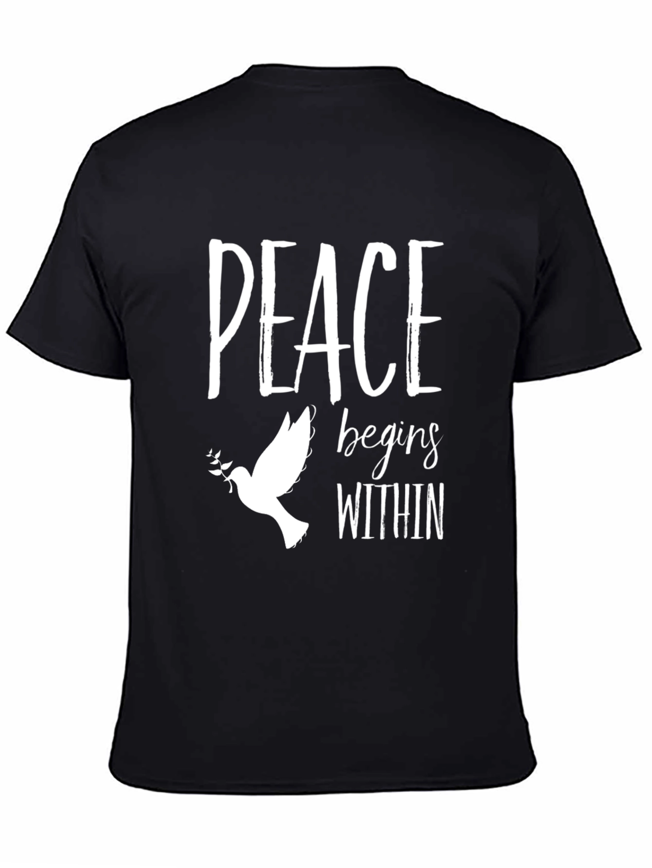 Peace Begins Within Dove Graphic T-Shirt - Black