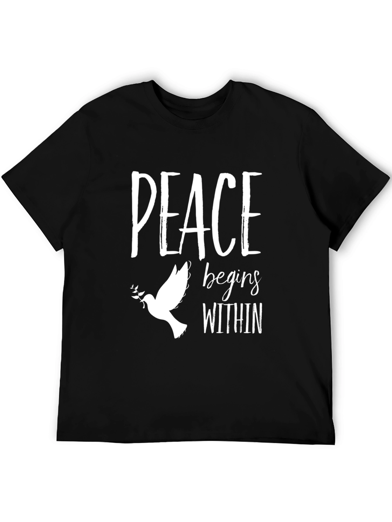 Peace Begins Within Dove Graphic T-Shirt - Black