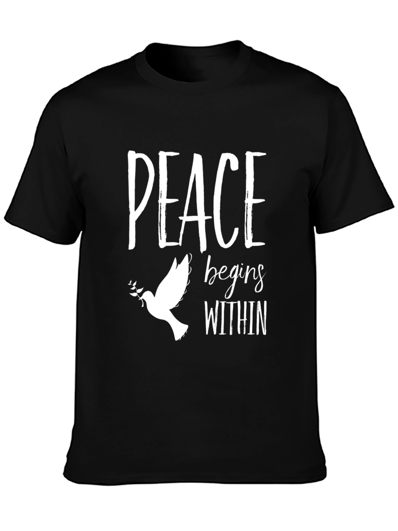 Peace Begins Within Dove Graphic T-Shirt - Black