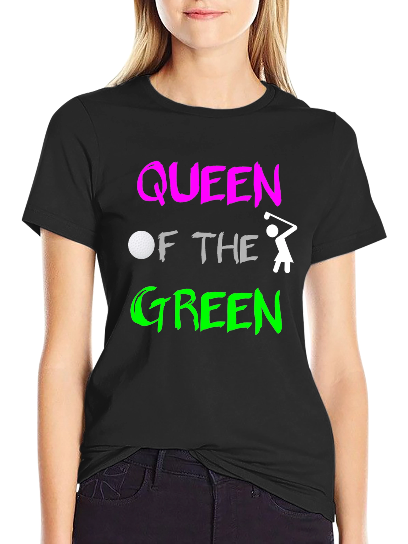 Queen of the Green Womens Golf T-Shirt