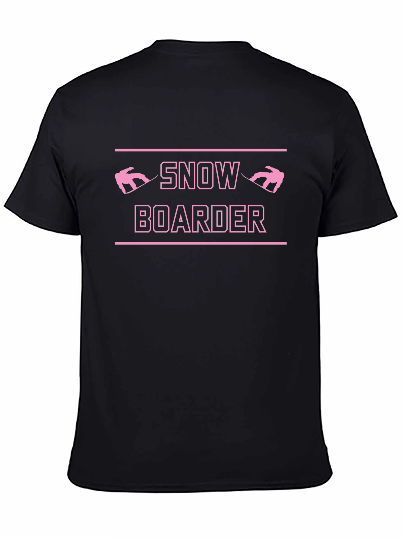 Snowboarder Pink Graphic Black Tee