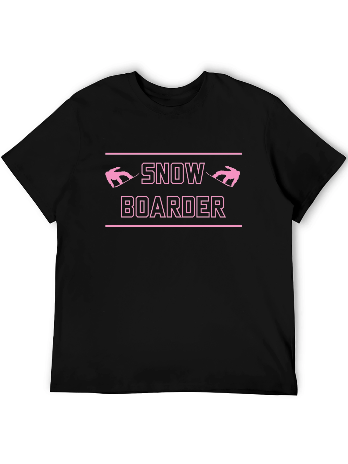 Snowboarder Pink Graphic Black Tee