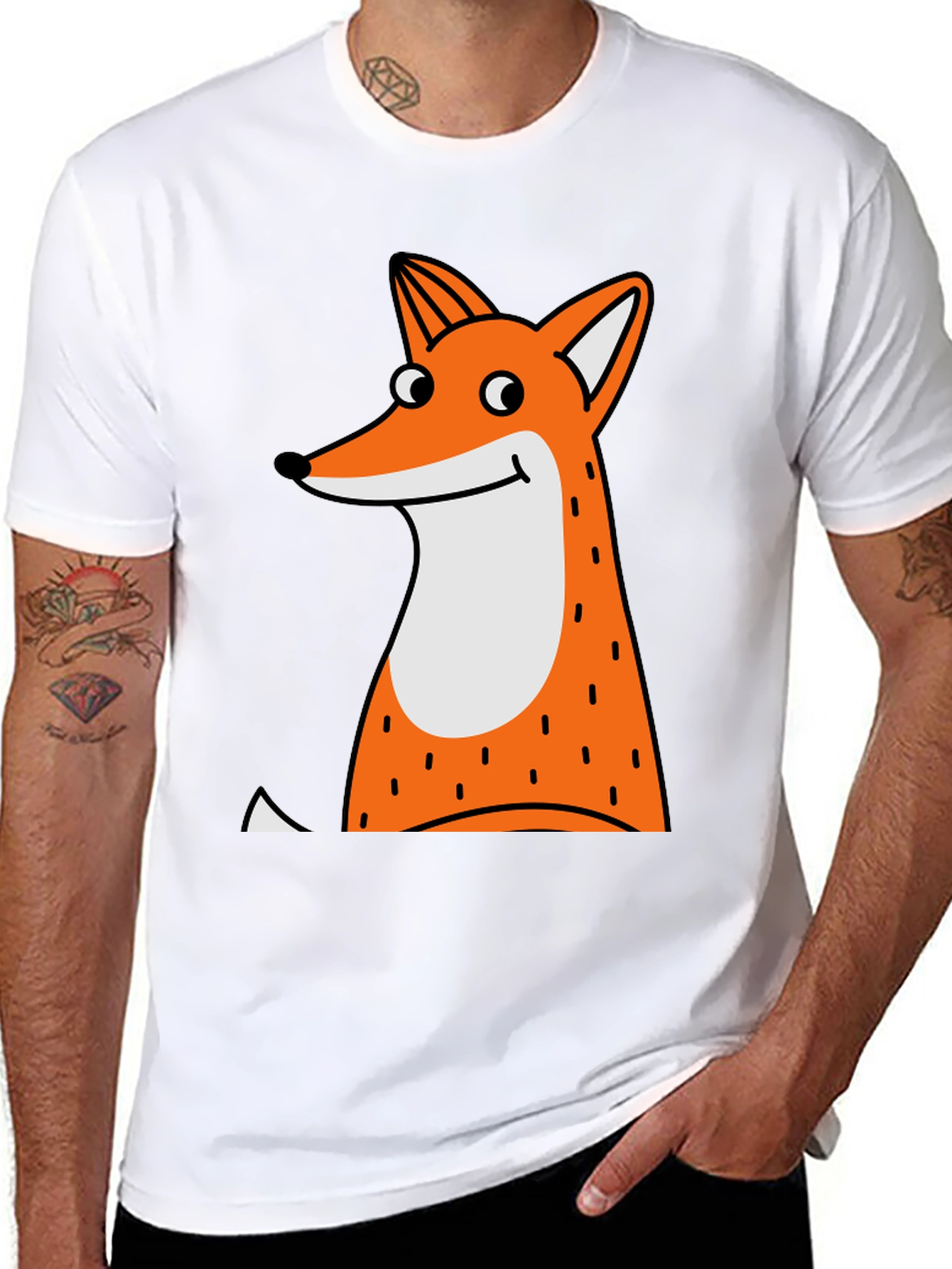 Fun Fox Graphic T-Shirt - Black Cotton Tee