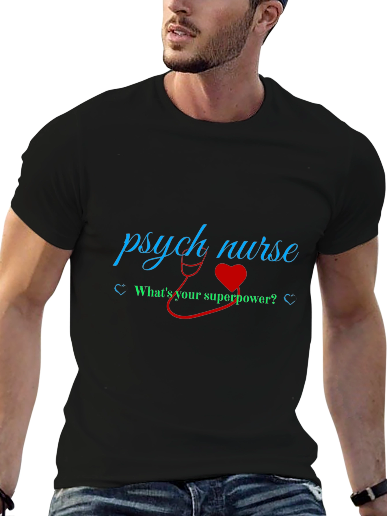 Psych Nurse Superpower T-Shirt - Black