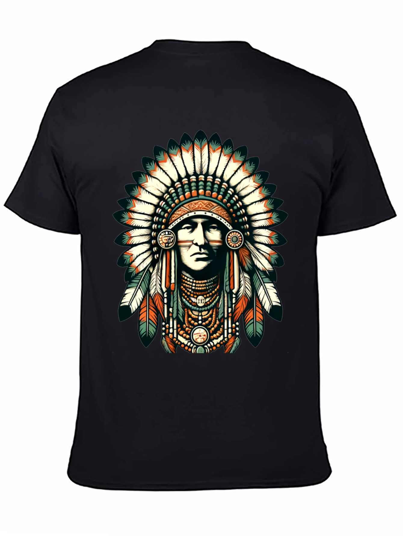 Native American Headdress Graphic Tee - Black