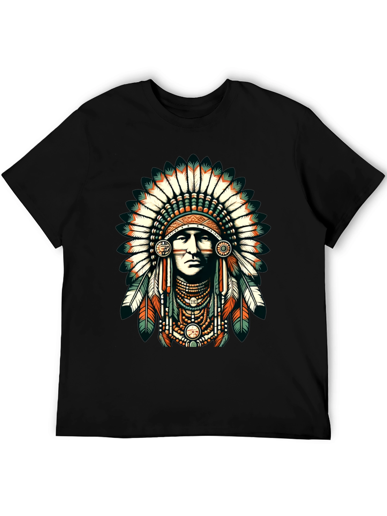 Native American Headdress Graphic Tee - Black