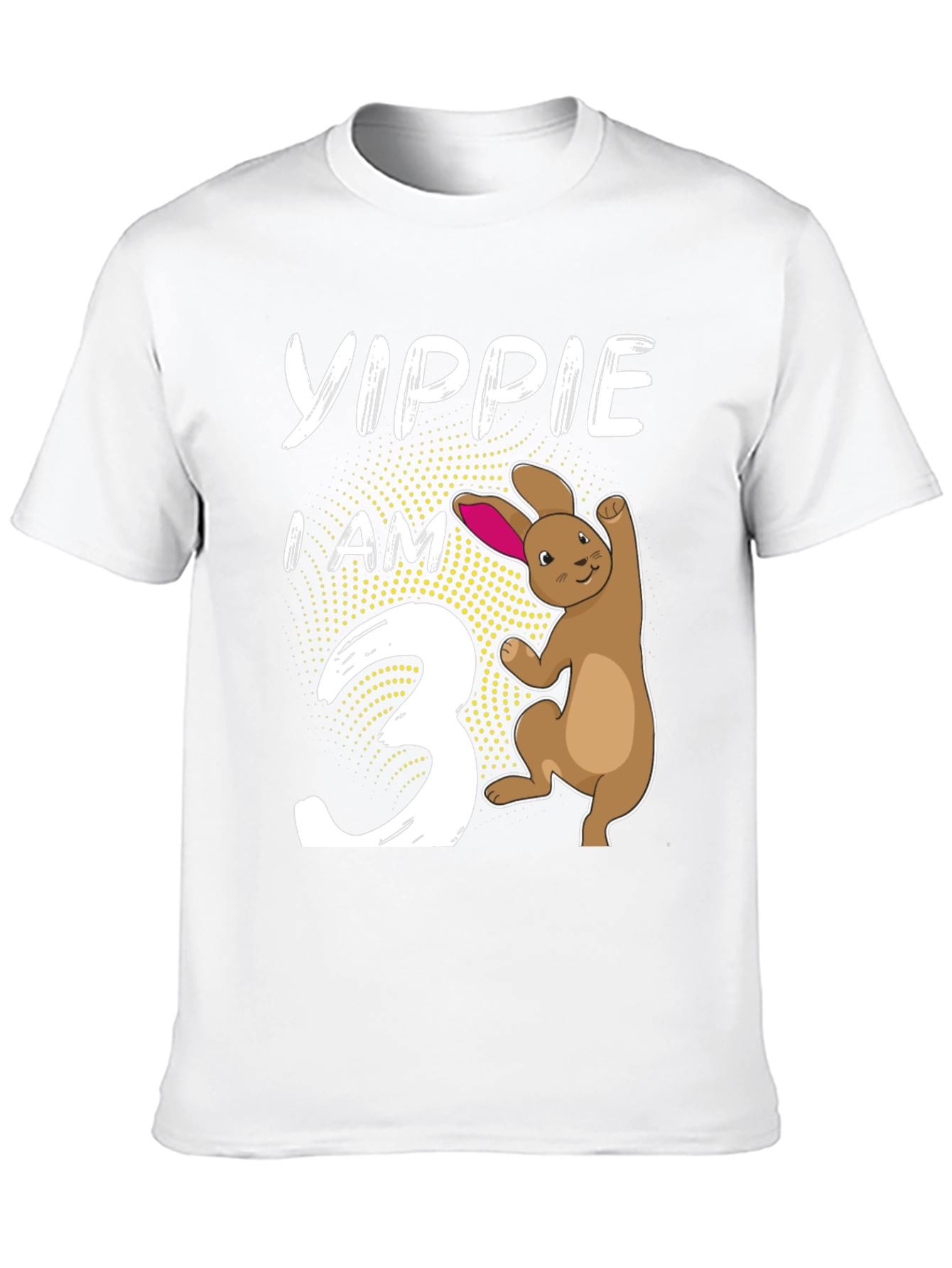 Yippie I Am 3 Birthday Bunny T-Shirt