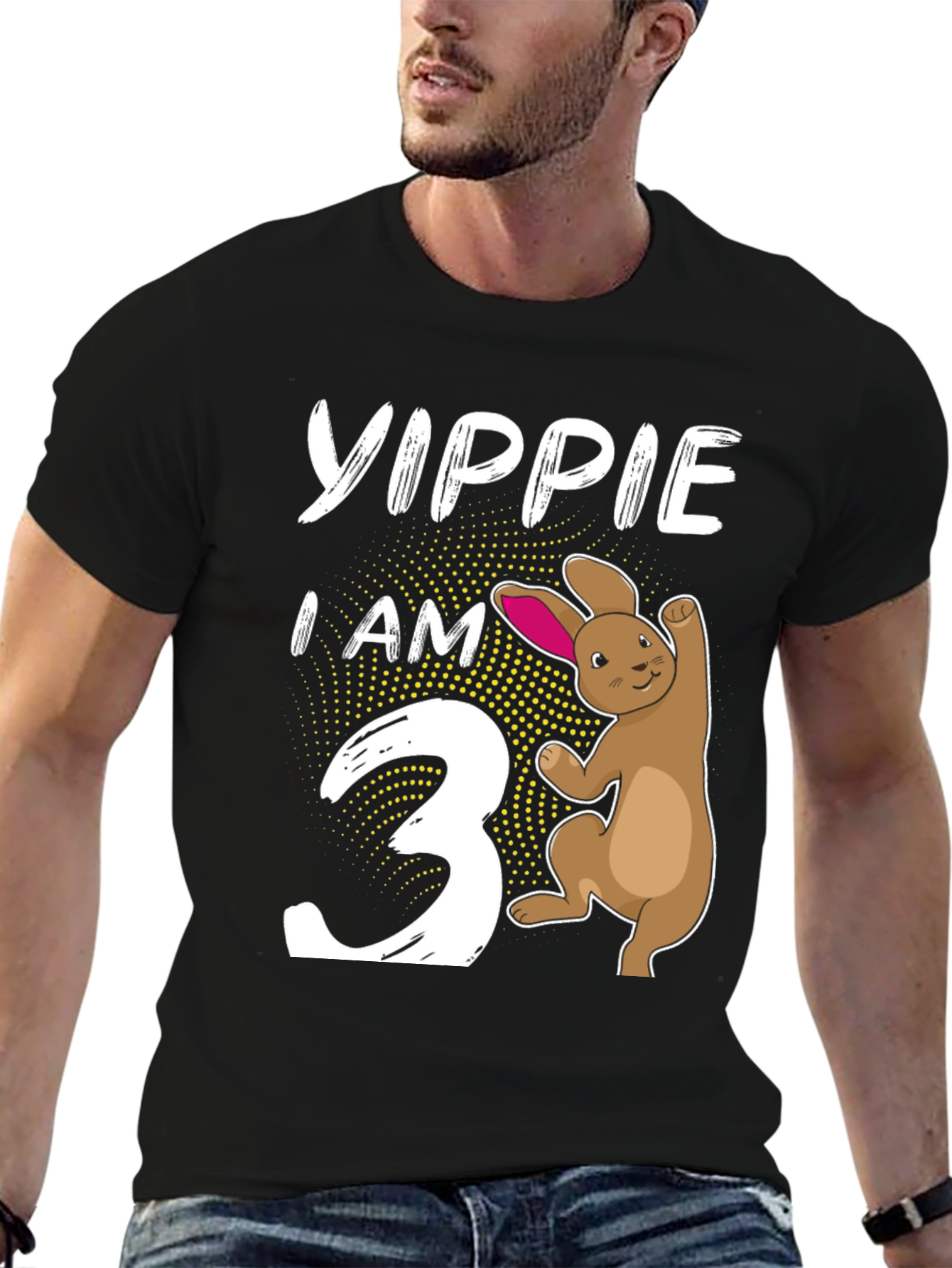 Yippie I Am 3 Birthday Bunny T-Shirt
