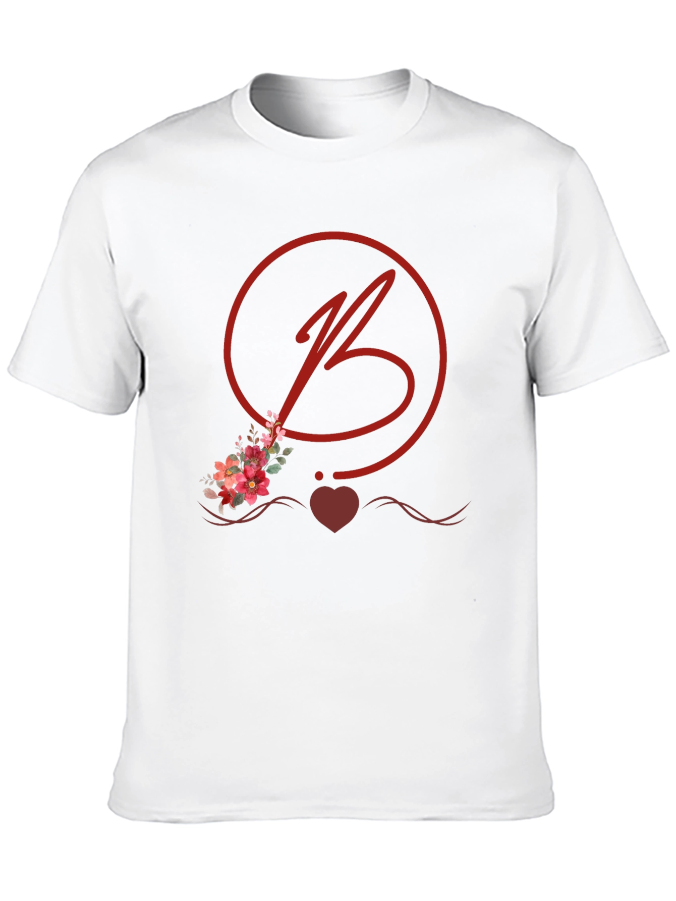 Floral B Initial Black T-Shirt